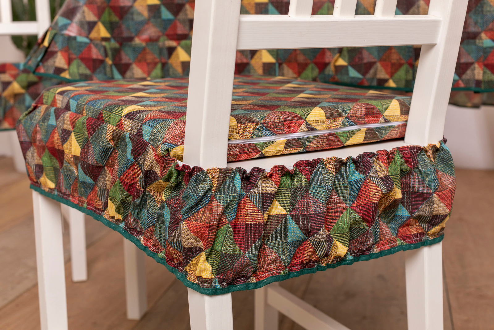 Cuscini Coprisedia con fascia elastica rinforzata cotone e poliestere Shabby Chic Country Supreme Set 2 pezzi fantasia Rombi