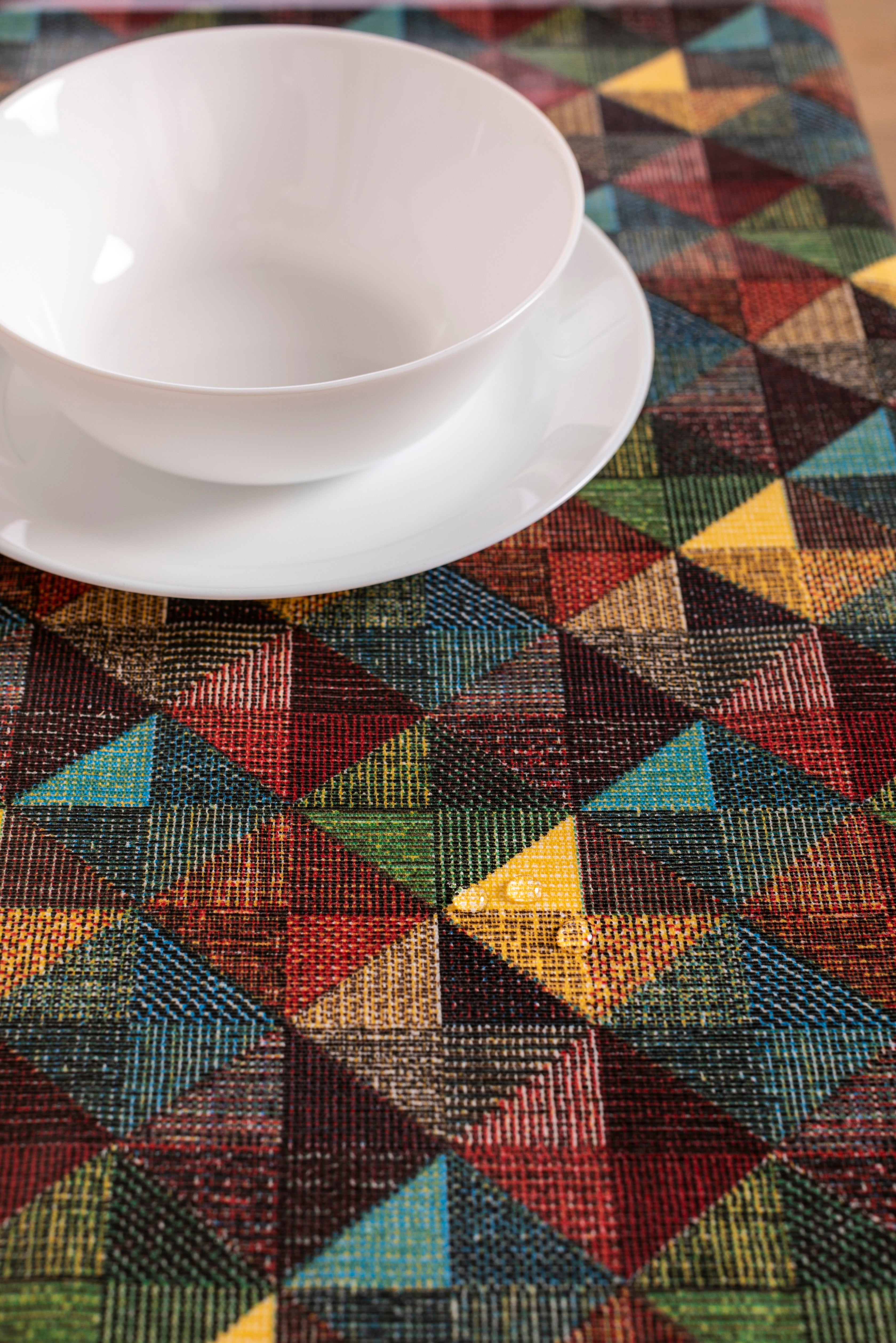 Tovaglia Plastificata 12 posti 140x230 colorata linea Shabby Chic fantasia Rombi