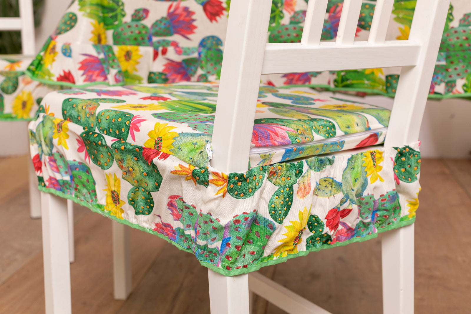 Cuscini Coprisedia Cactus Imbottito con Fascia Elastica Sfoderabile 40x40 cm Set da 2 pezzi