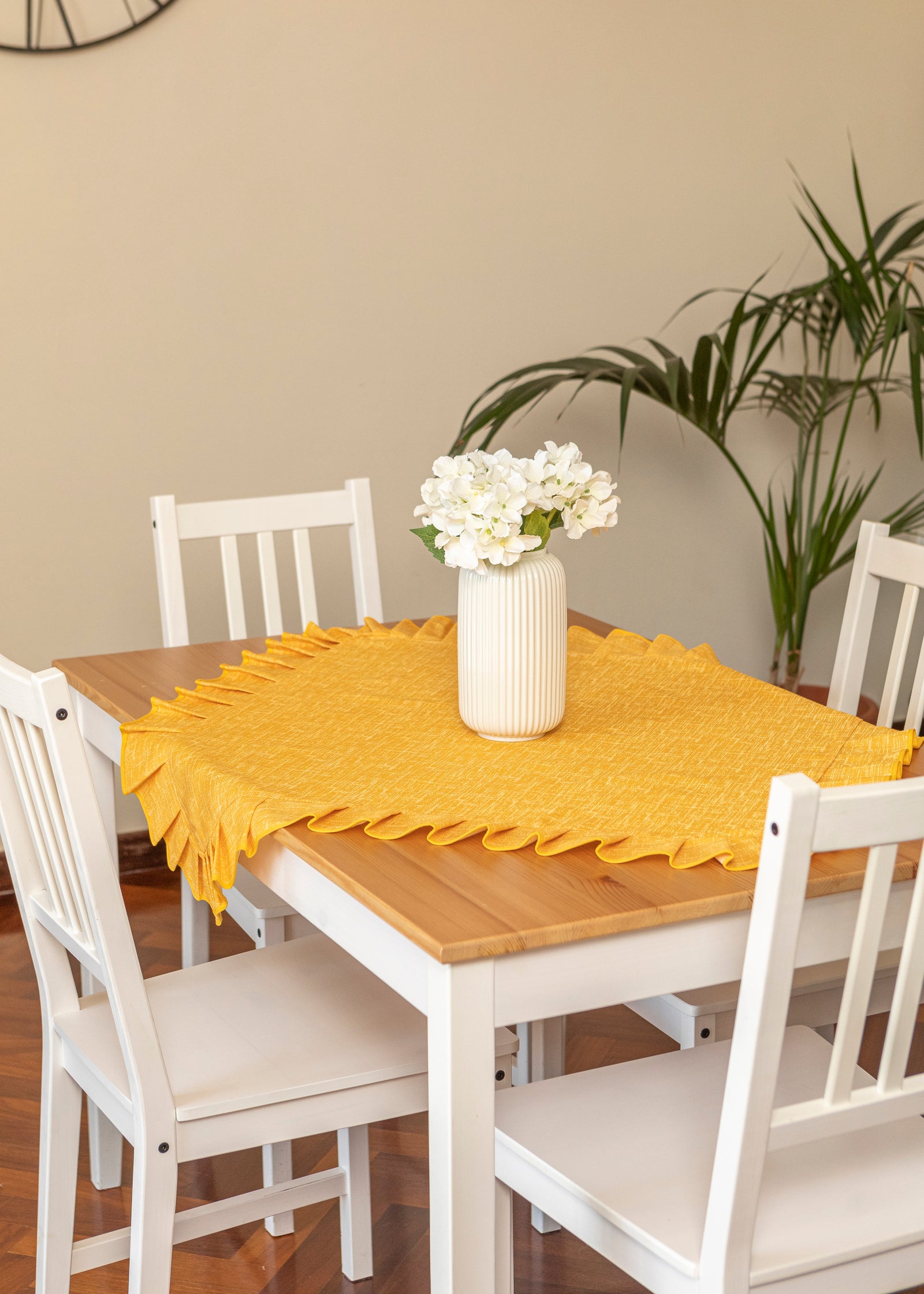 Centrotavola Quadrato 90x90 cm Stile Shabby Chic in misto cotone linea Unito