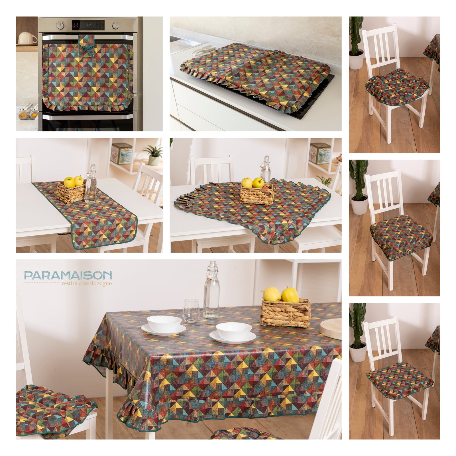 Centrotavola 90x90 cm Stile Country in misto cotone linea Rombi