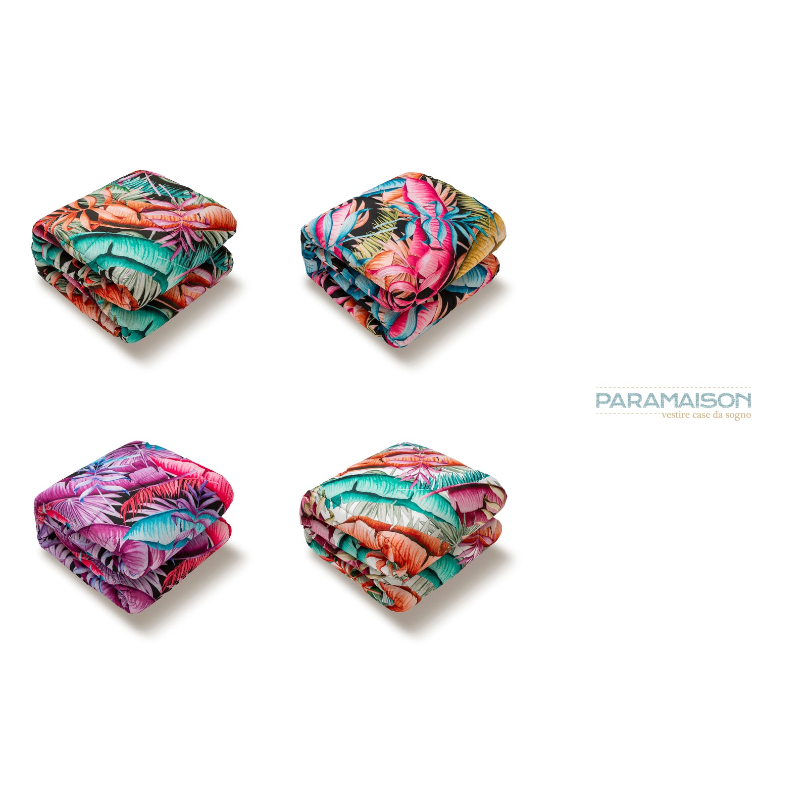 Trapunta Matrimoniale Floreale 260x270cm Foglia Piumone Invernale Stampa Digitale Microfibra Anallergica 300 Gr