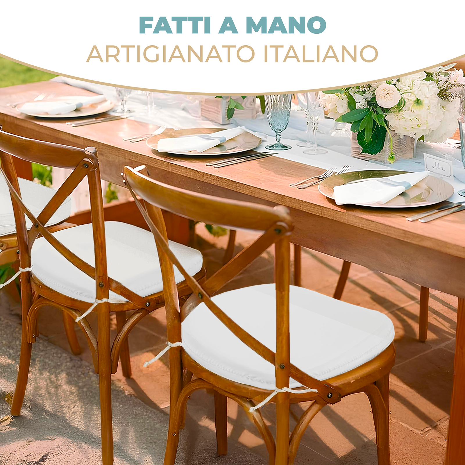 Cuscino Sagomato per Sedia Interni Esterni Set da 2 Pezzi Stondato con Laccetti 45x43 cm vari colori