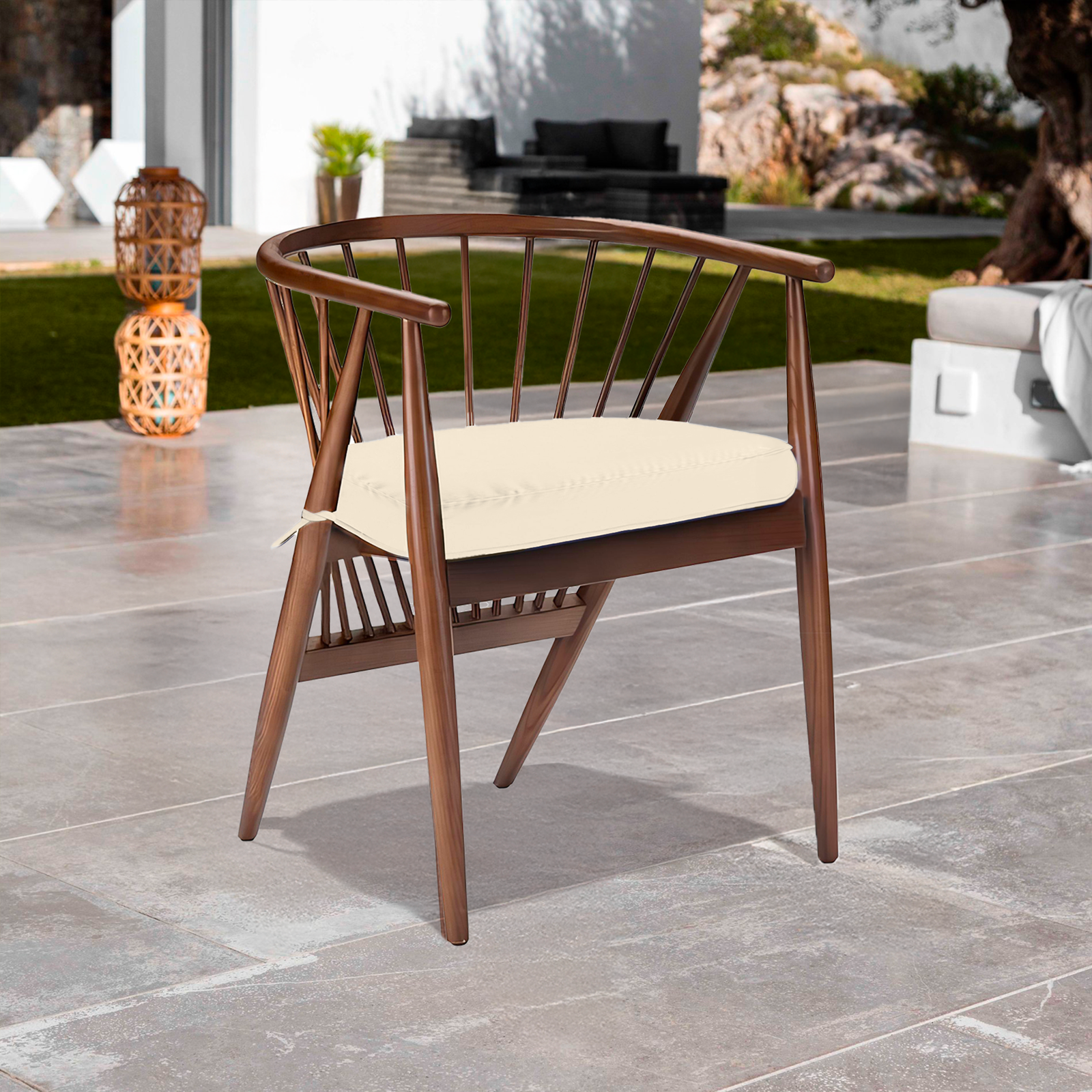 Cuscino Sagomato per Sedia Interni Esterni Set da 2 Pezzi Stondato con Laccetti 45x43 cm vari colori