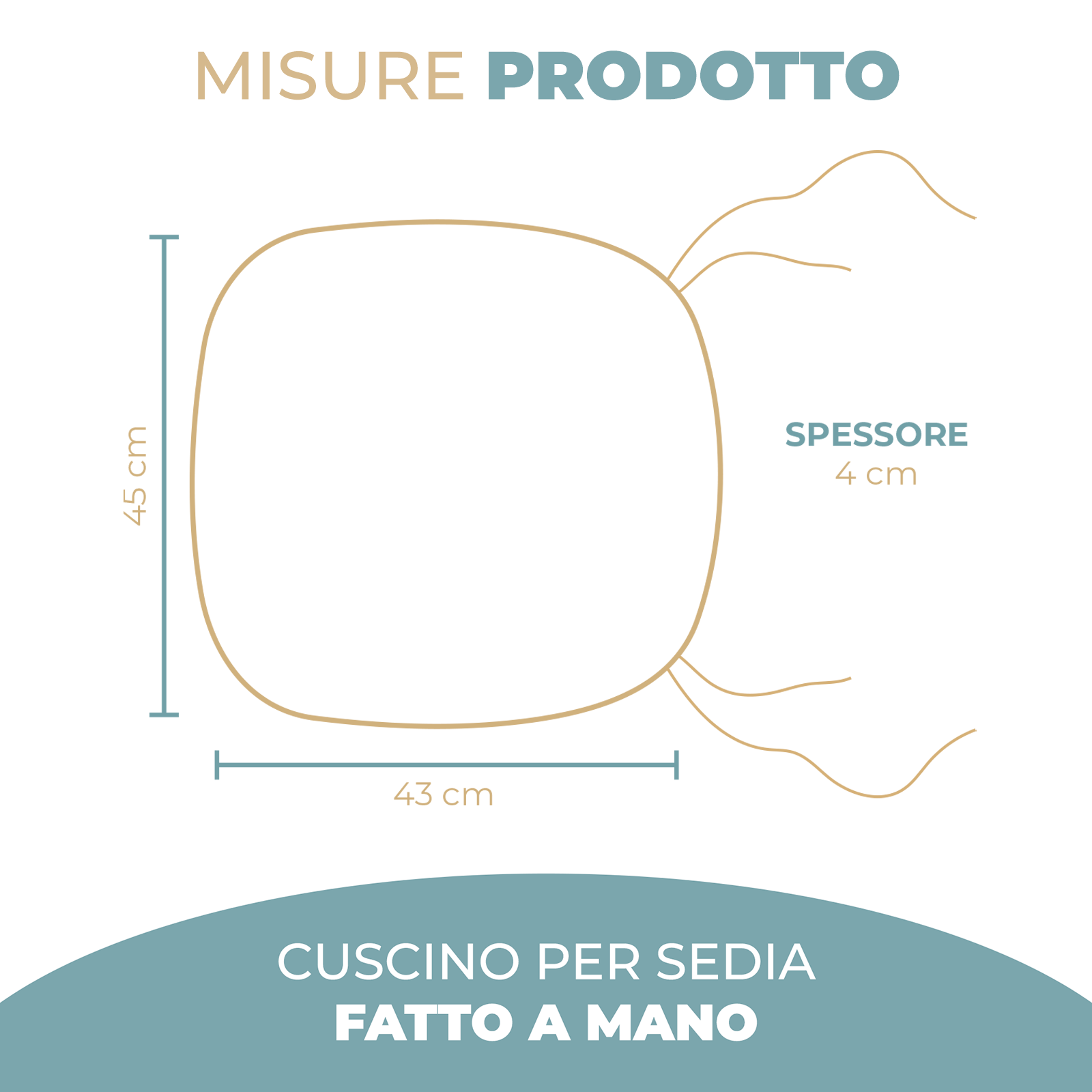 Cuscino Sagomato per Sedia Interni Esterni Set da 2 Pezzi Stondato con Laccetti 45x43 cm vari colori