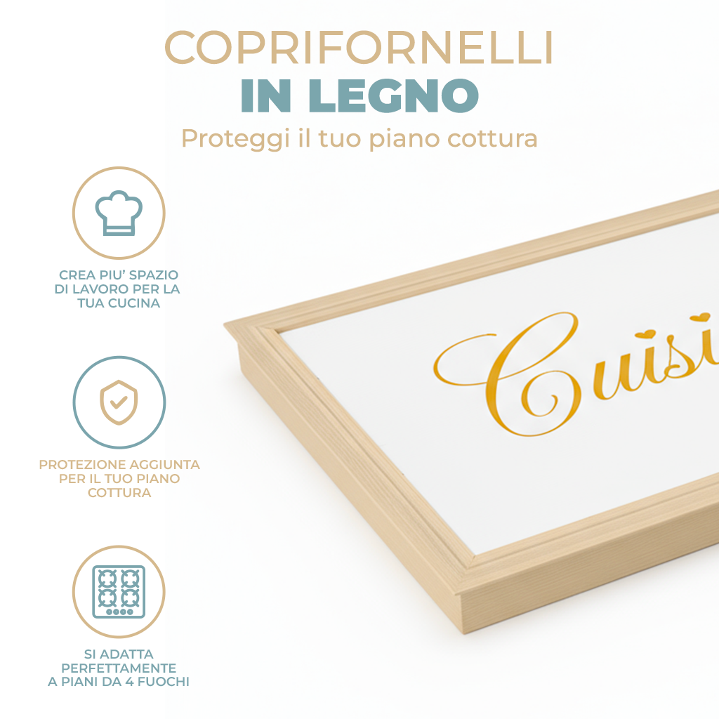 Coprifornello in legno marmorizzato Cousine Made in Italy Varie misure