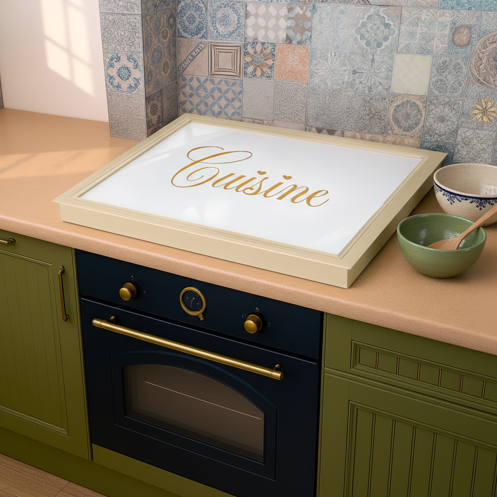 Coprifornello in legno con Plexiglas marmorizzato Cousine Made in Italy Varie misure
