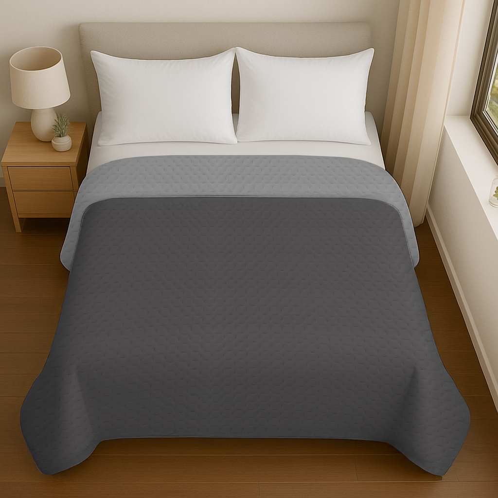 Trapuntino Copriletto Bicolor Double Face 210x270 In Microfibra Morbida con Trapuntatura Termosaldata Made in Italy per Letto Una Piazza e Mezza My Lady