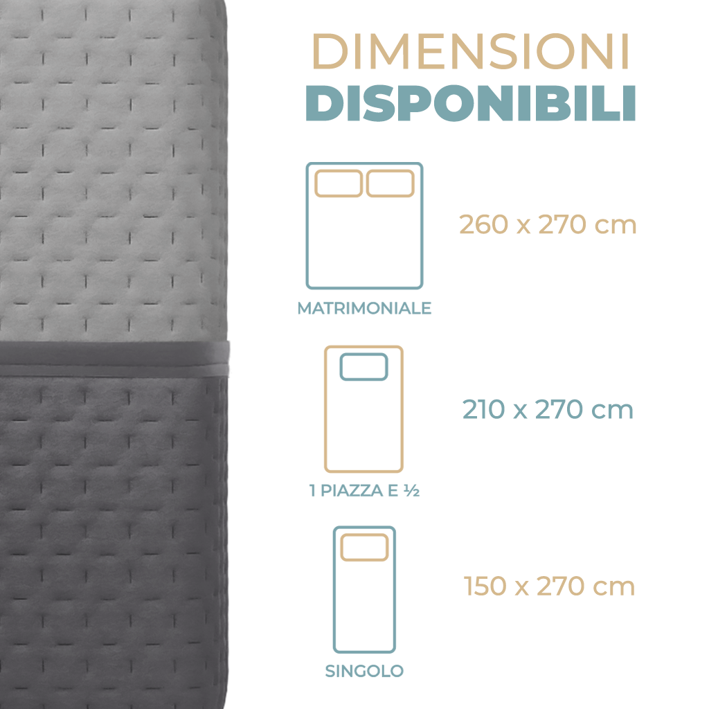 Trapuntino Copriletto Bicolor Double Face 210x270 In Microfibra Morbida con Trapuntatura Termosaldata Made in Italy per Letto Una Piazza e Mezza My Lady