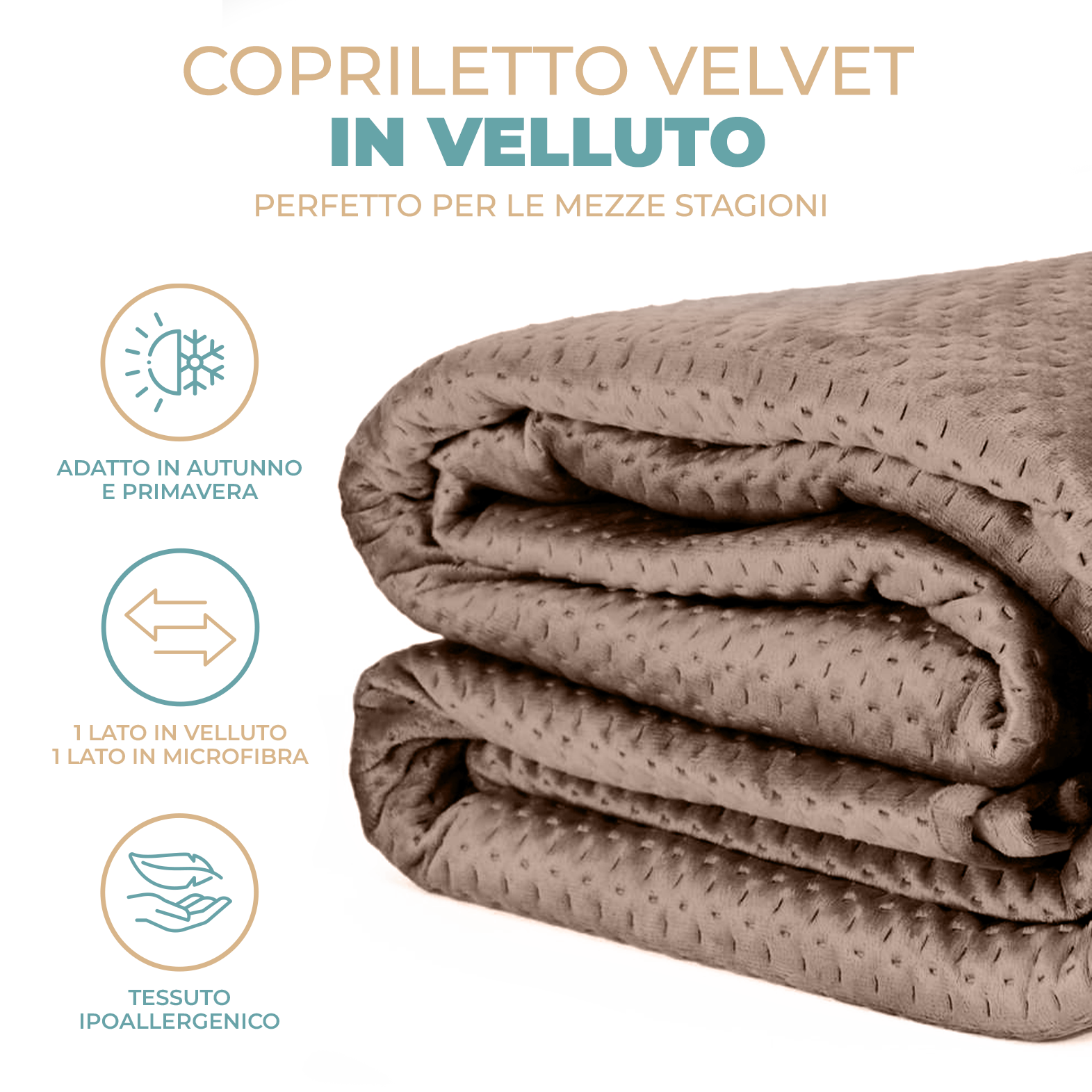 Copriletto Velluto Trapuntato 260x270 cm Morbido ed Elegante per Letto Matrimoniale 2 Piazze Design Raffinato Velour