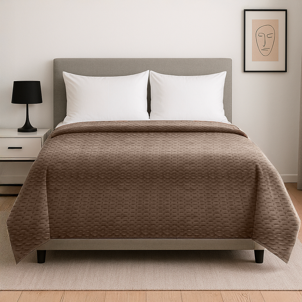 Copriletto Velluto Trapuntato 260x270 cm Morbido ed Elegante per Letto Matrimoniale 2 Piazze Design Raffinato Velour