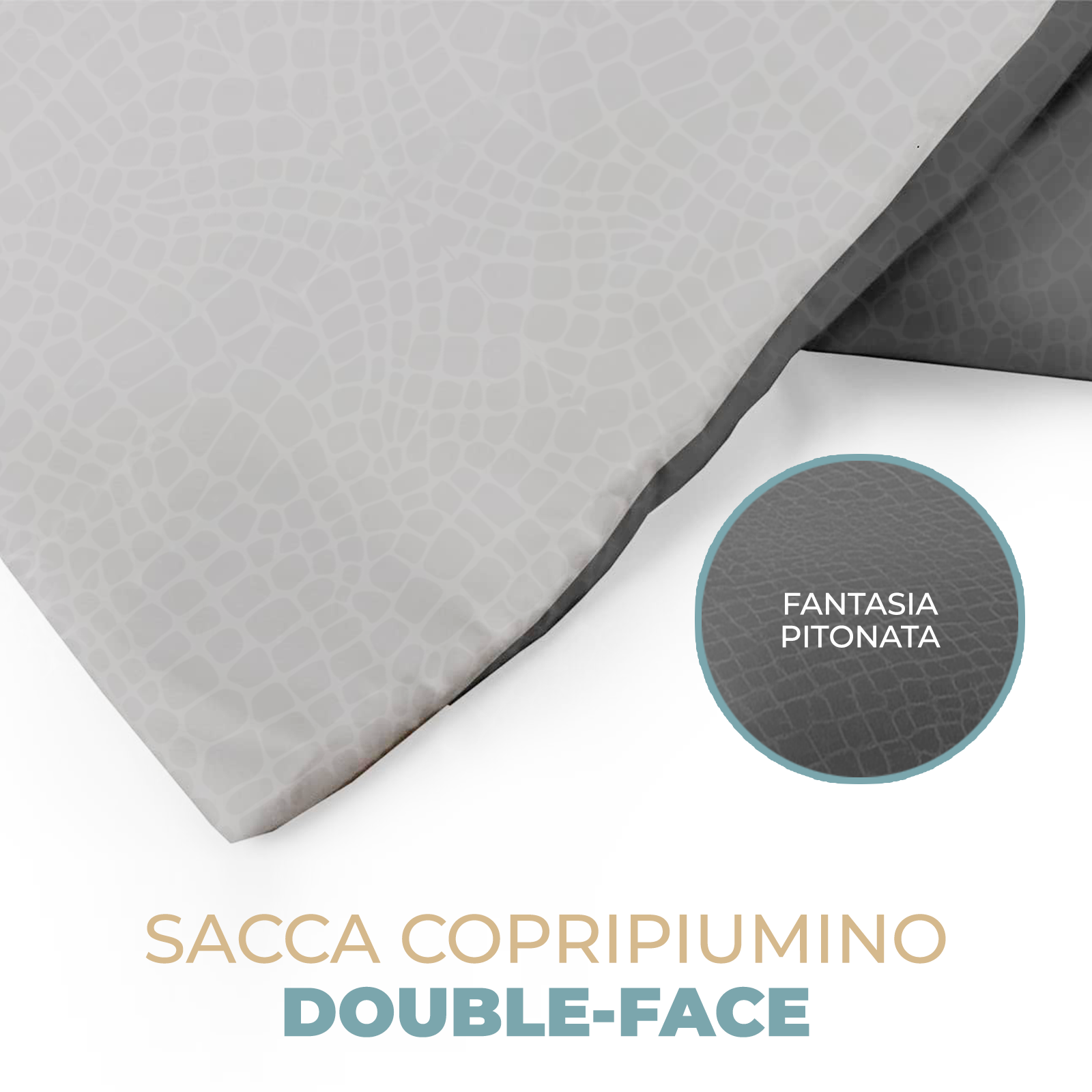 Copripiumino Singolo 155x200 cm in Microfibra Bicolore vari colori per letto una piazza Cromo