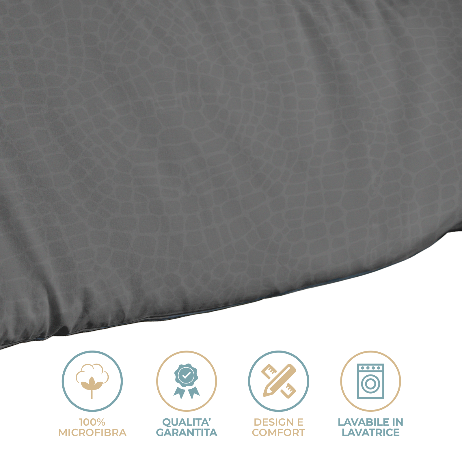 Copripiumino Singolo 155x200 cm in Microfibra Bicolore vari colori per letto una piazza Cromo