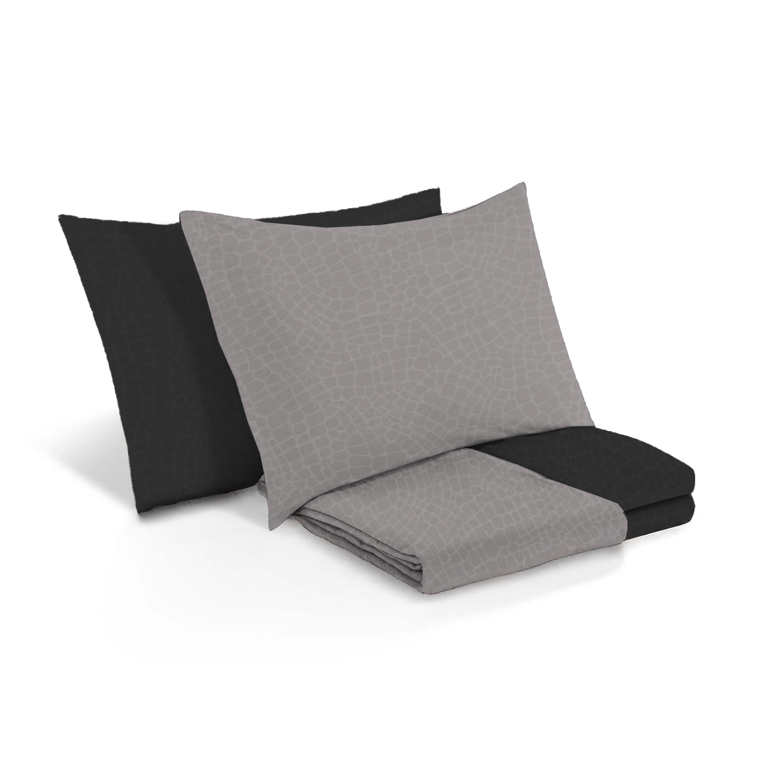 Copripiumino Singolo 155x200 cm in Microfibra Bicolore vari colori per letto una piazza Cromo