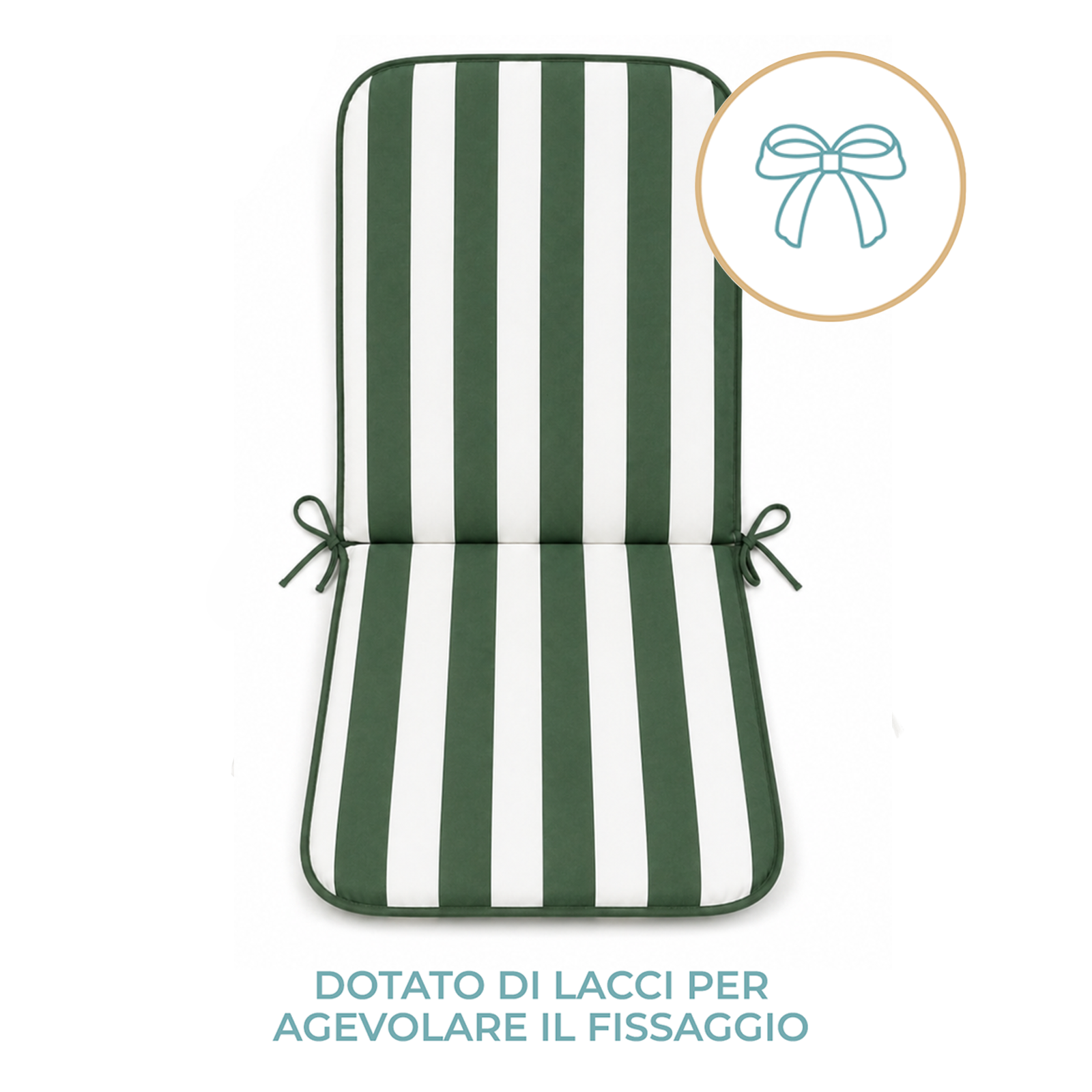 Copricuscino Imbottito per Sedia Sdraio 45x90 cm con Elastico e Laccetti Ideale per Giardino Patio e Campeggio Vari colori