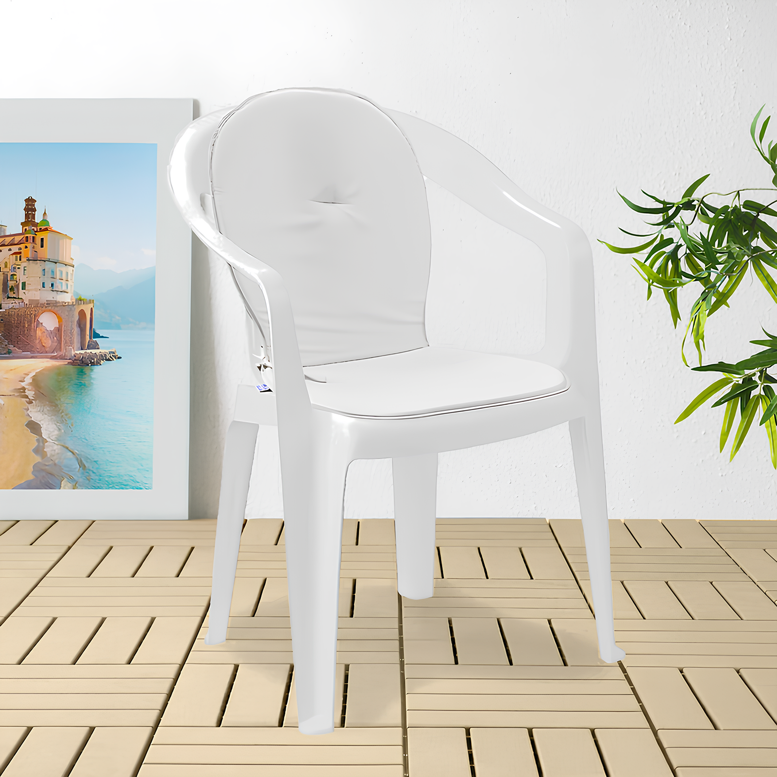 Cuscino Sagomato con Schienale Set da 2 Pezzi Stondato con Laccetti 38x38x42cm