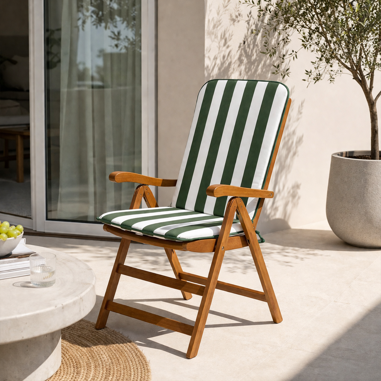 Cuscino Copri Sedia Sdraio da Giardino 45x120 cm Imbottito con Elastico e Lacci Tessuto Cotone/Poliestere per Esterno Ideale per Patio Piscina e Campeggio Vari colori