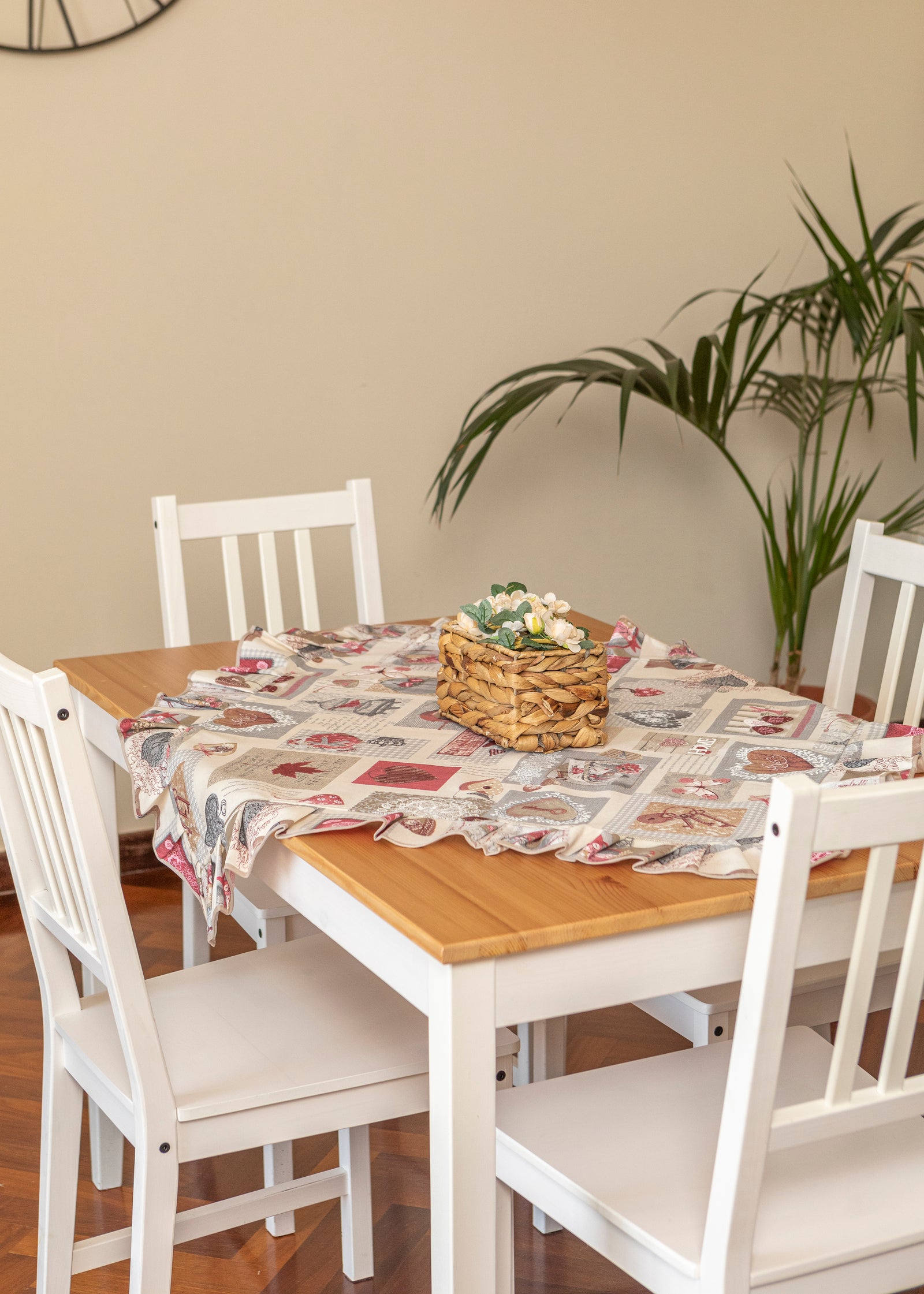 Centrotavola 90x90 cm in misto cotone Stile Country linea Chiave