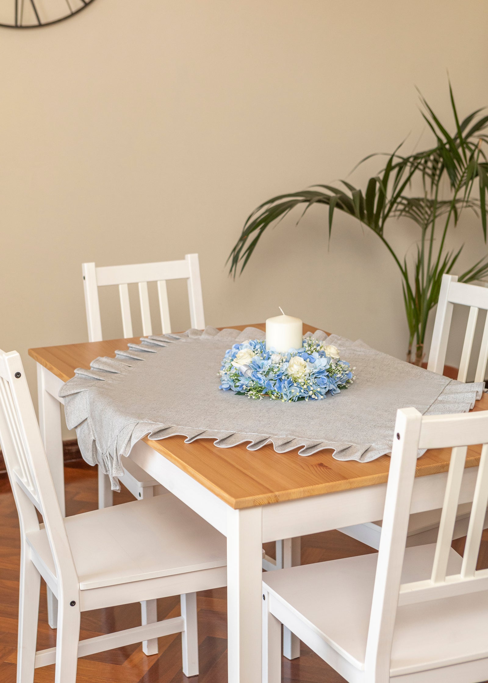 Centrotavola Quadrato 90x90 Stile Shabby Chic Linea Melange in misto cotone