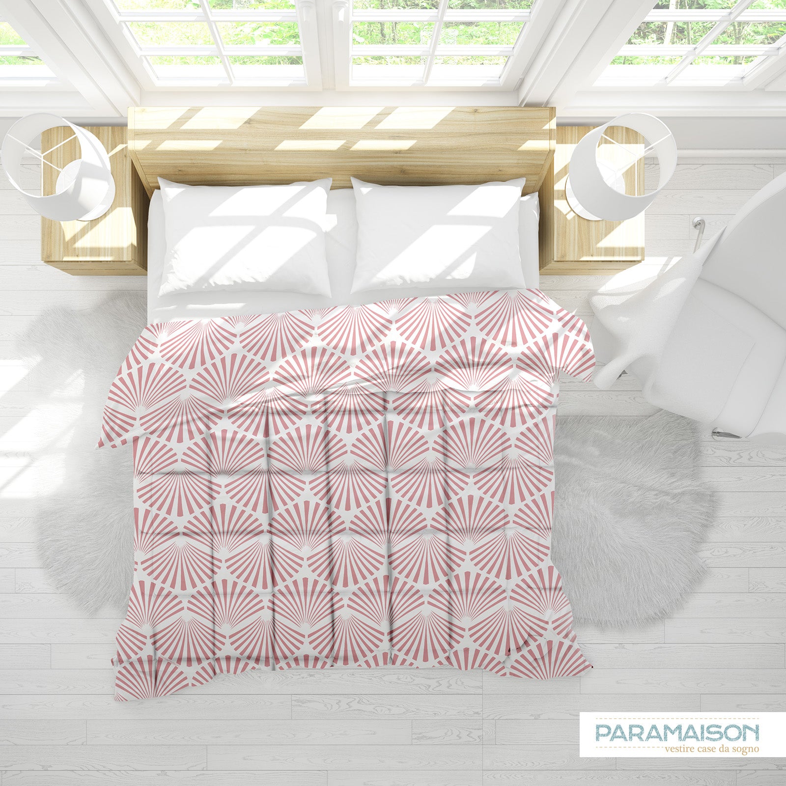 Trapunta Stampa Digitale Matrimoniale 260x270 piumone king size fantasia Conchiglia