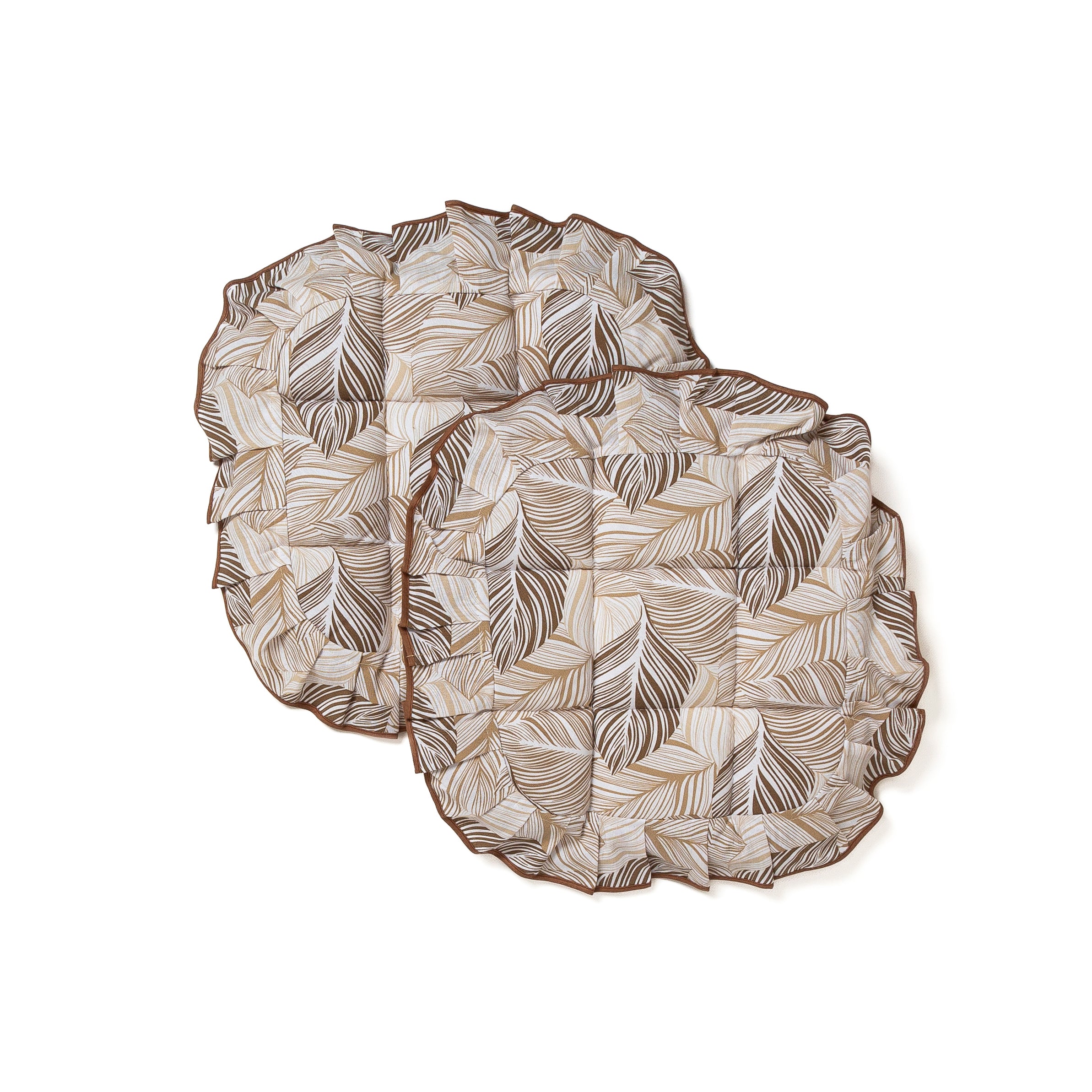 Cuscini Coprisedia Set 2 Pezzi Fissaggio a 4 Alette Imbottiti e Non Sfoderabili 40x40x4,5 cm Foglia