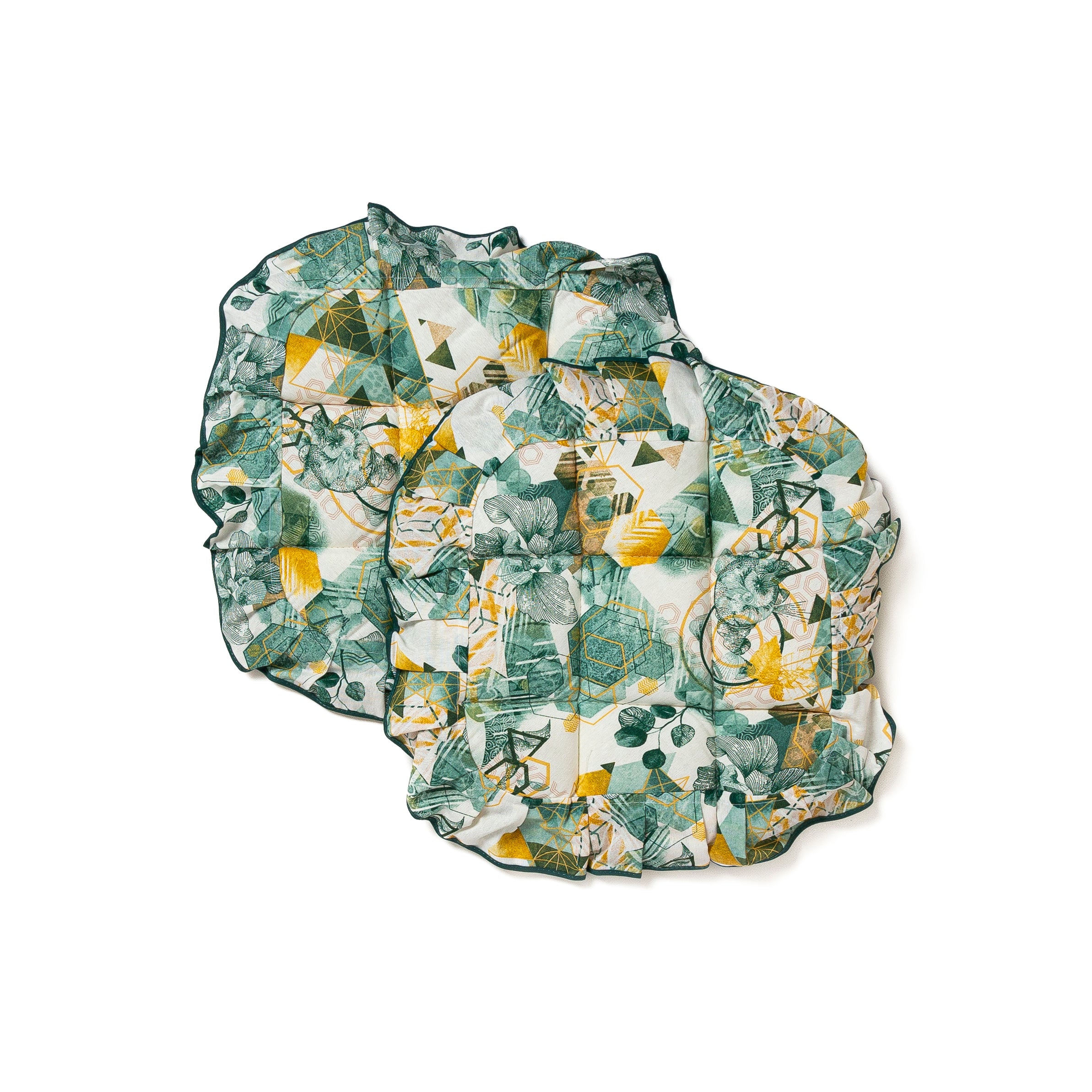 Cuscini Sedie trapuntato Set 2 Pezzi Imbottiti 4 Alette di Fissaggio40x40x4,5 cm Esagono