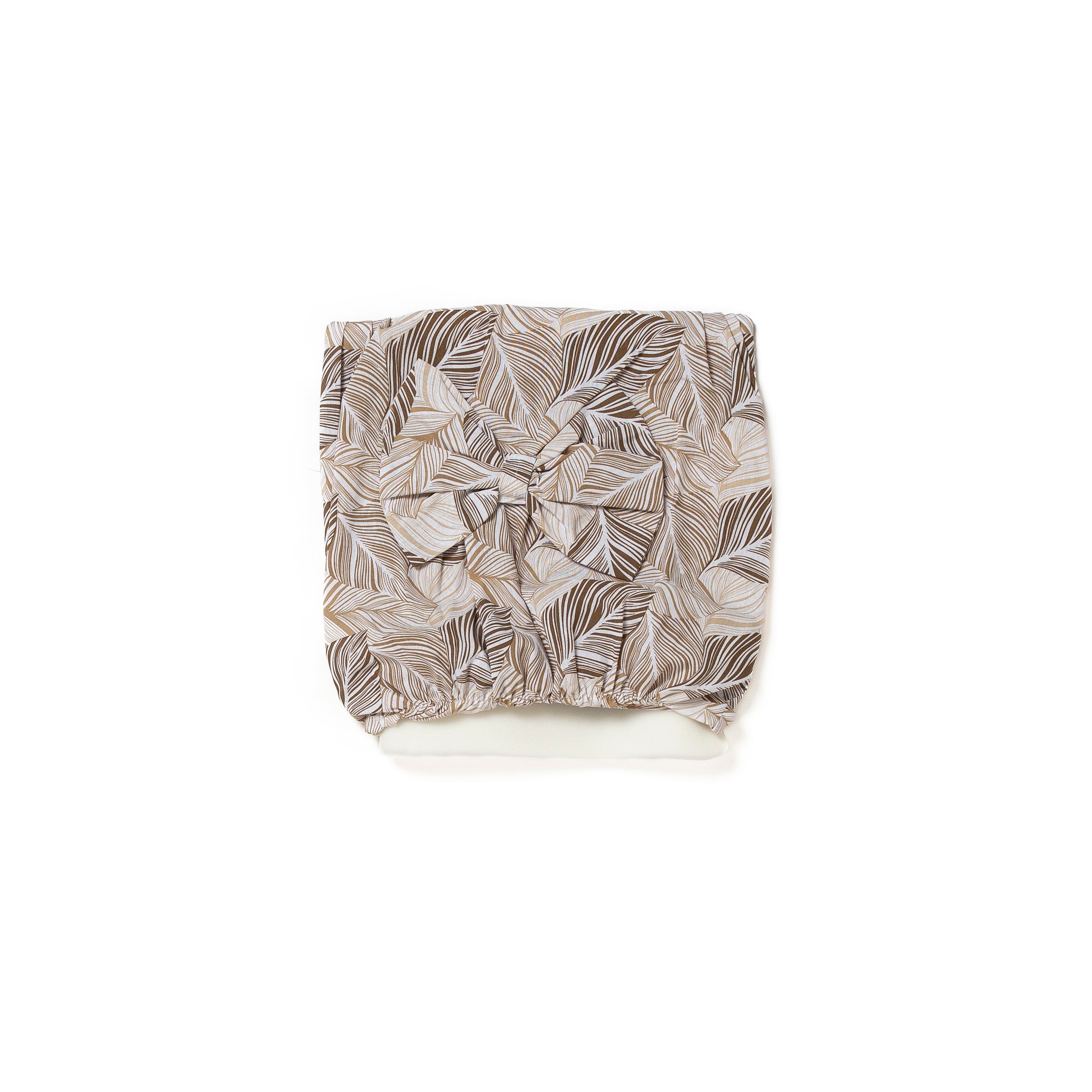 Coprischienale Sedia Imbottito con Fiocco Set 2 Pezzi Fantasia Foglia Sfoderabile 45x40/47 cm