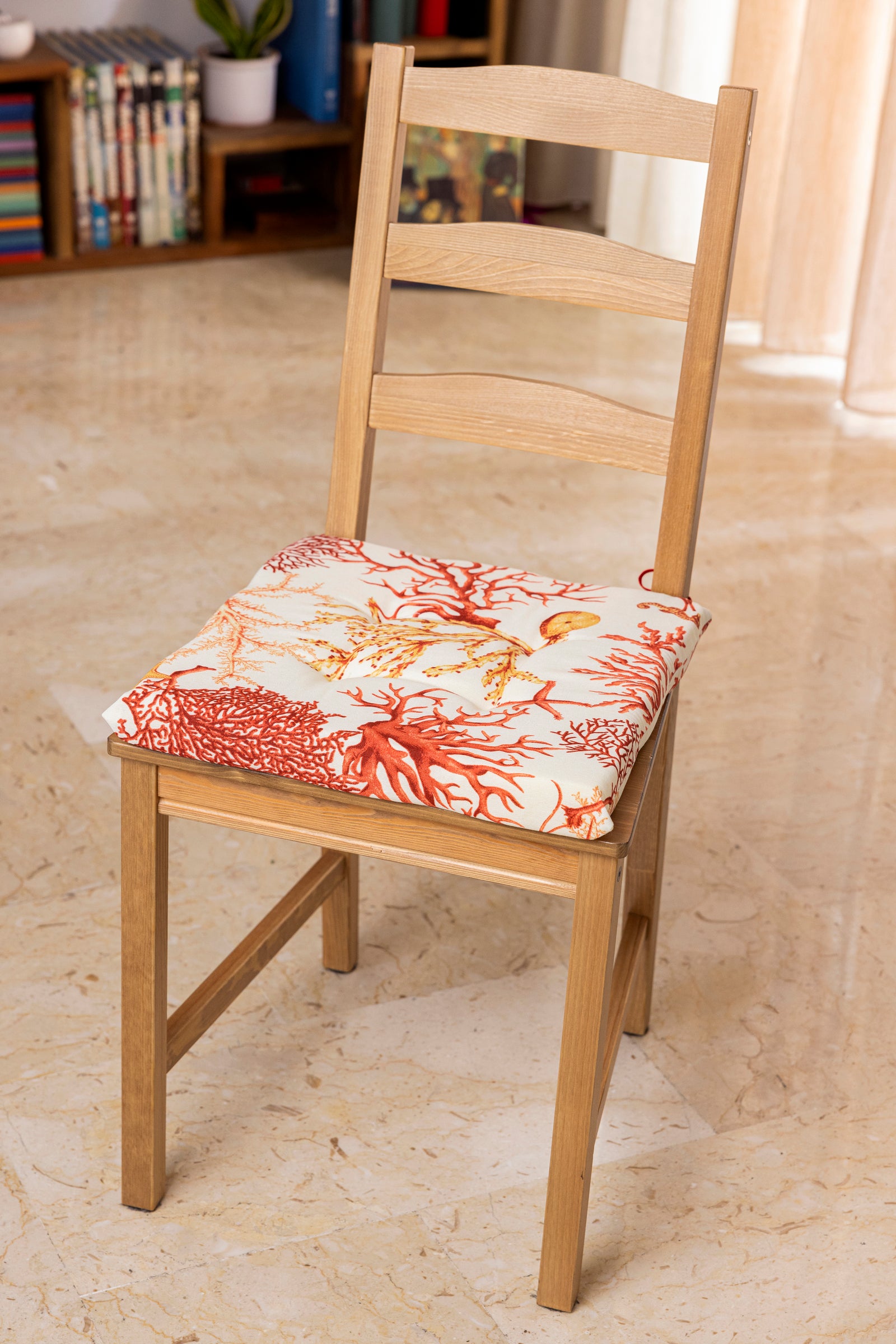 Cuscini copri Sedia 40x40X3,5 a 4 Punti cotone e poliestere con 2 laccetti set da 6 pezzi