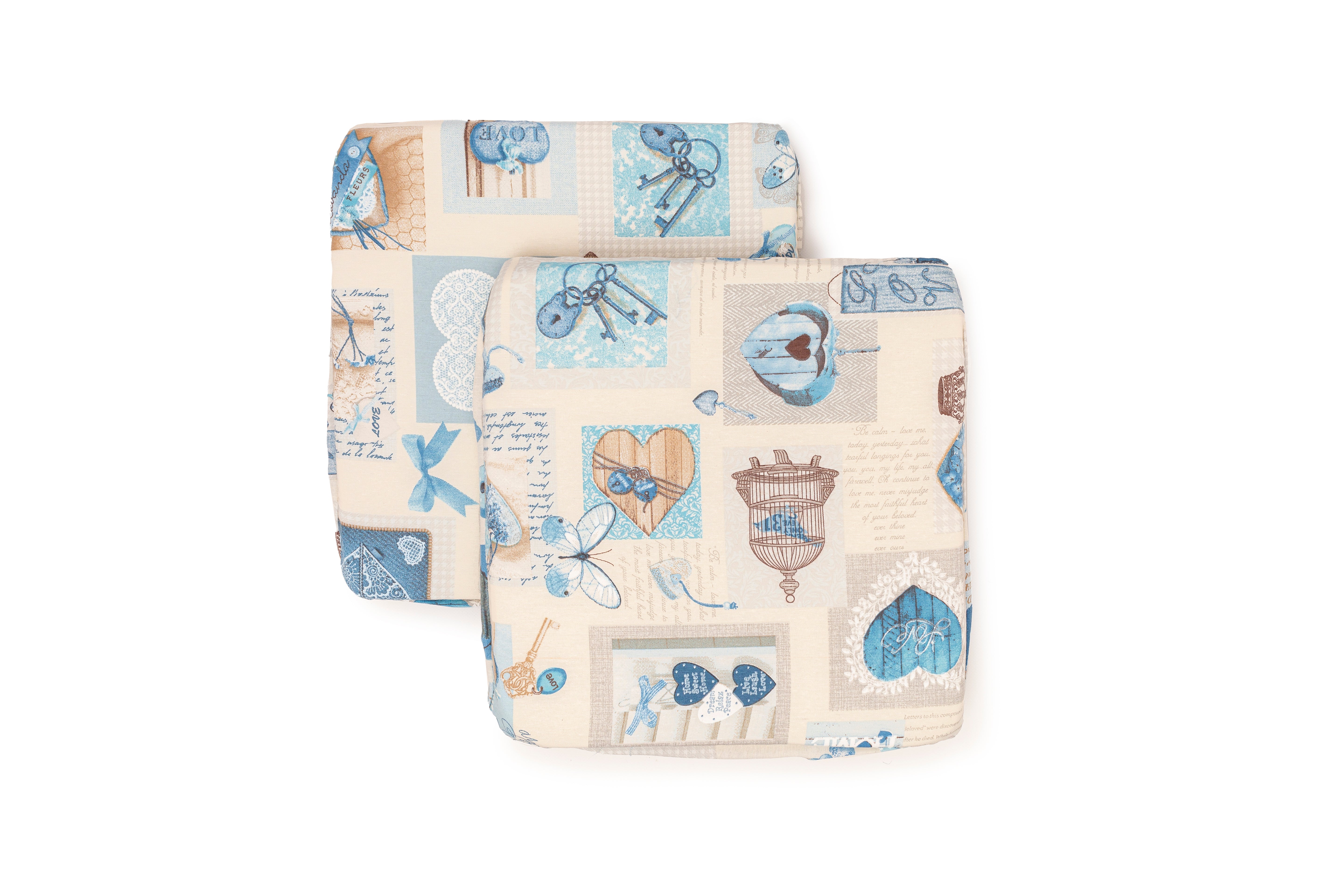 Cuscini Coprisedia 2 pezzi 40x40 in poliestere fascia elastica imbottiti linea Shabby Chic fantasia Chiave