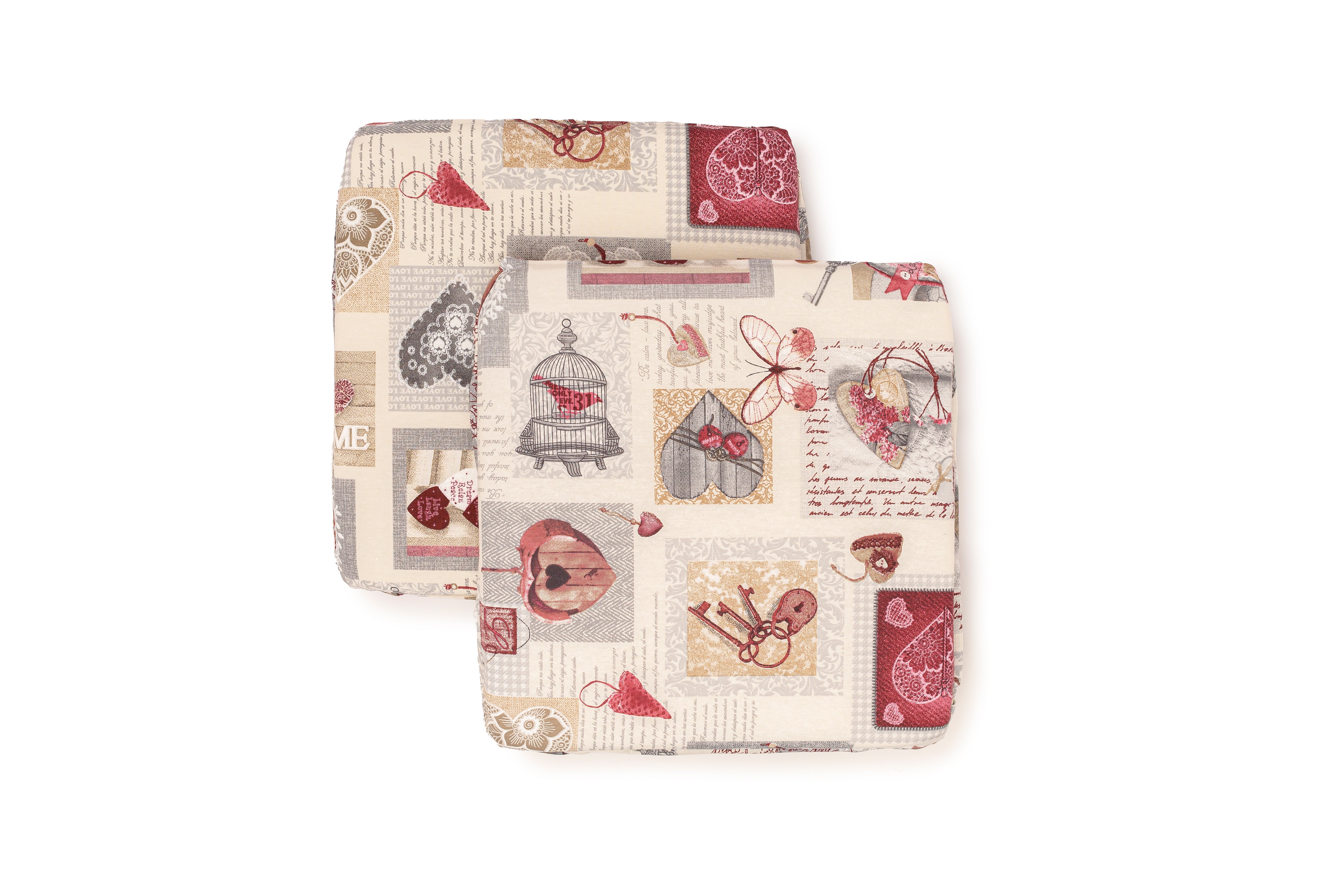 Cuscini Coprisedia 2 pezzi 40x40 in poliestere fascia elastica imbottiti linea Shabby Chic fantasia Chiave