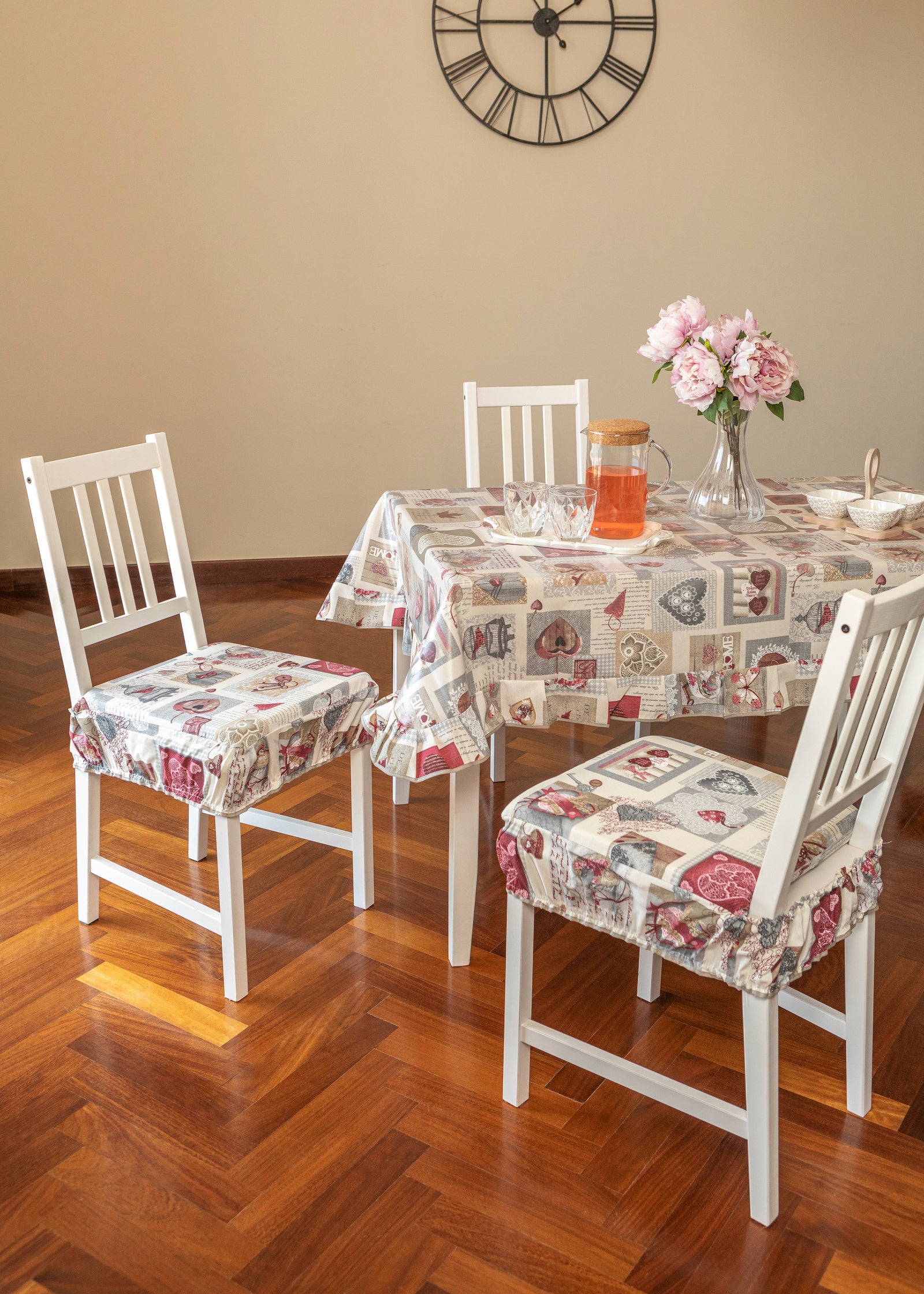 Cuscini Coprisedia 2 pezzi 40x40 in poliestere fascia elastica imbottiti linea Shabby Chic fantasia Chiave