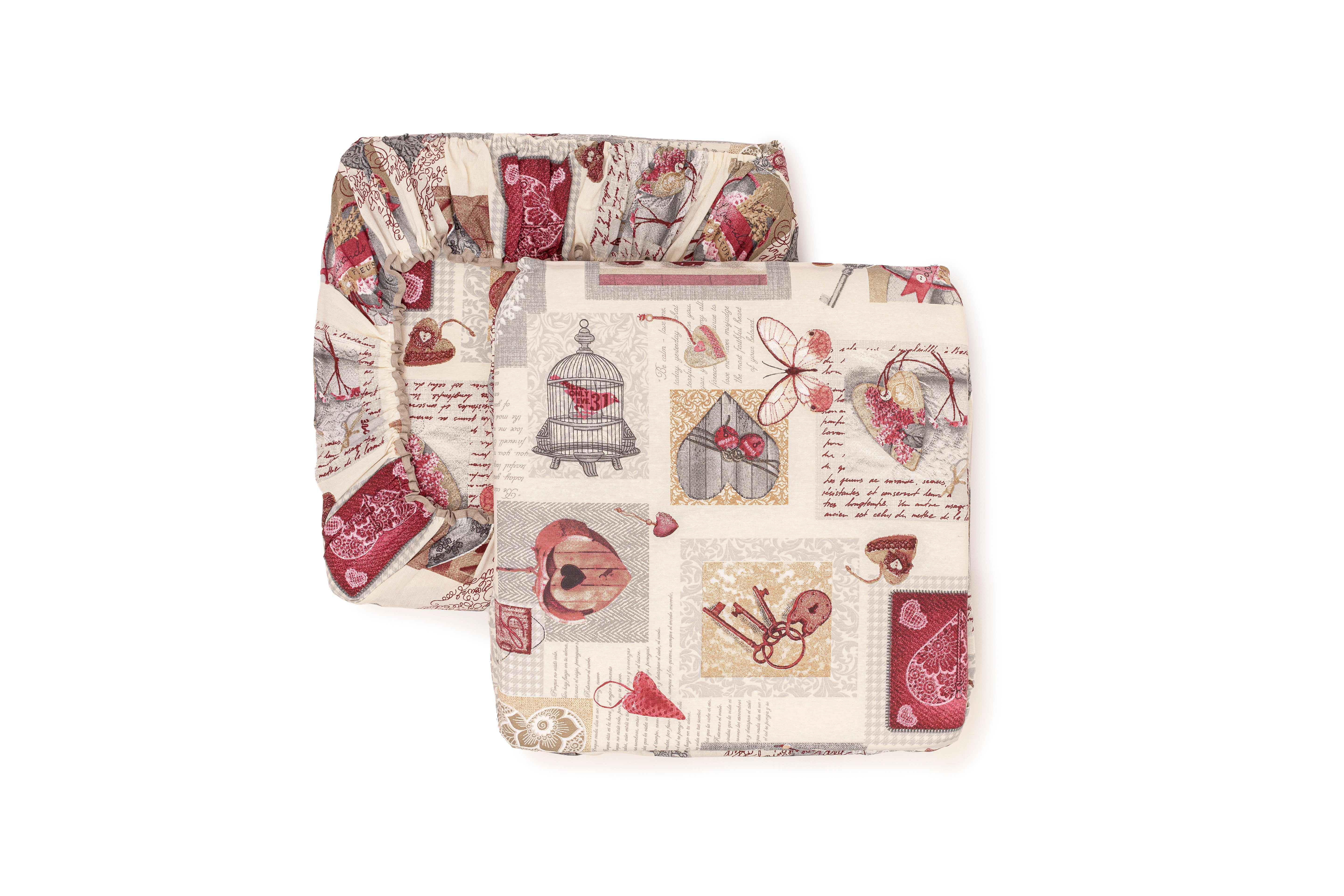 Cuscini Coprisedia 2 pezzi 40x40 in poliestere fascia elastica imbottiti linea Shabby Chic fantasia Chiave