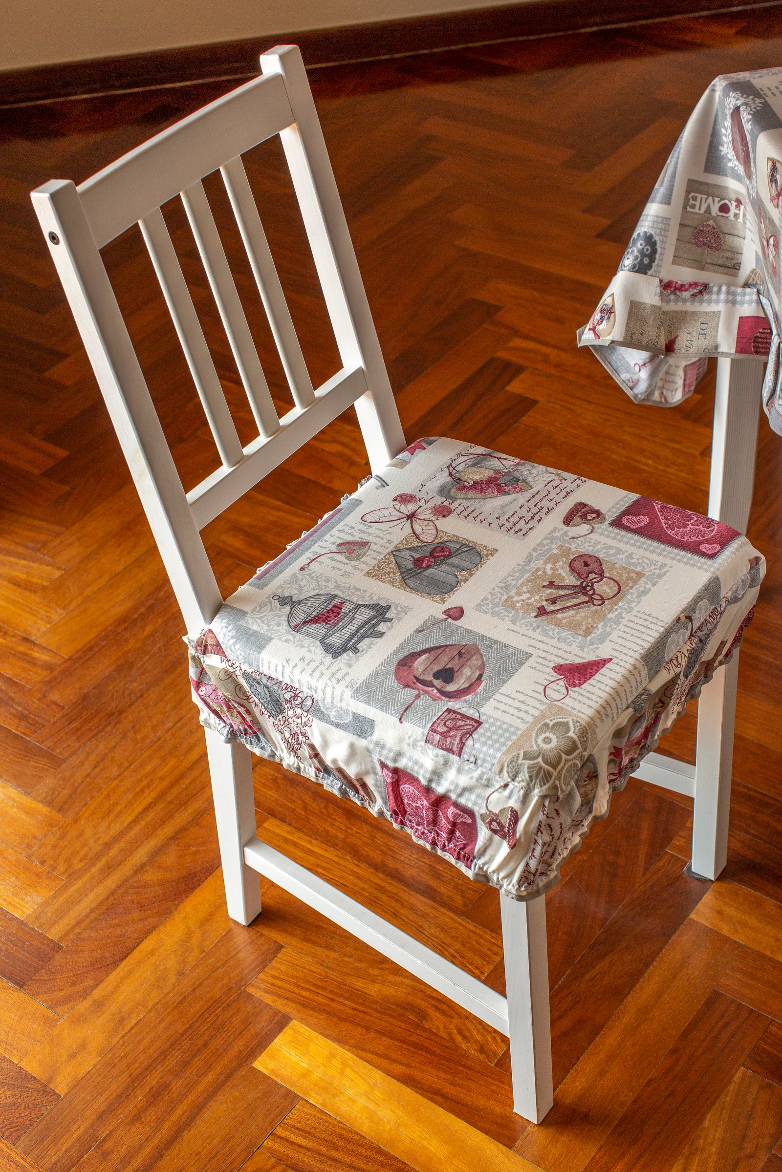 Cuscini Coprisedia 2 pezzi 40x40 in poliestere fascia elastica imbottiti linea Shabby Chic fantasia Chiave