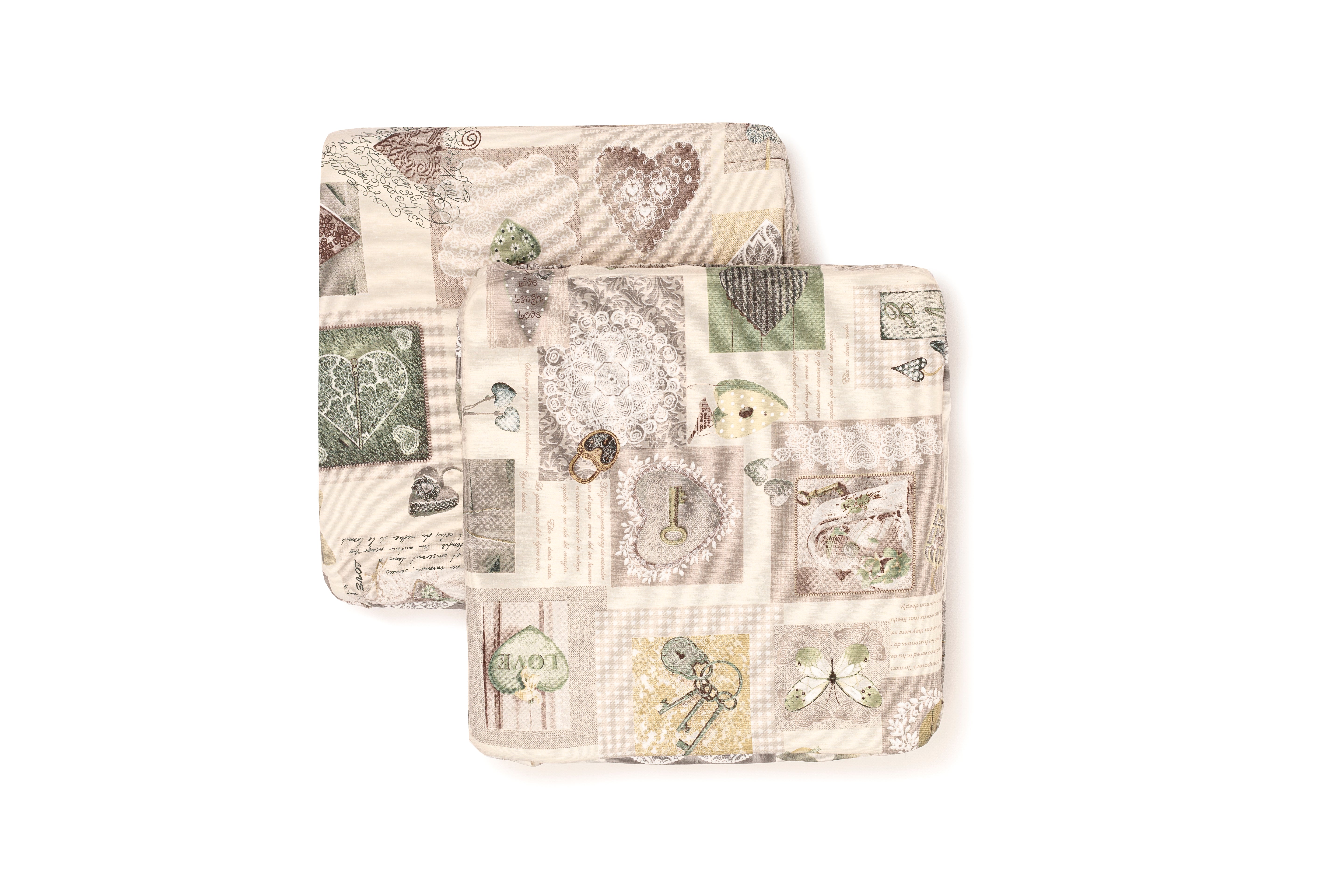 Cuscini Coprisedia 2 pezzi 40x40 in poliestere fascia elastica imbottiti linea Shabby Chic fantasia Chiave