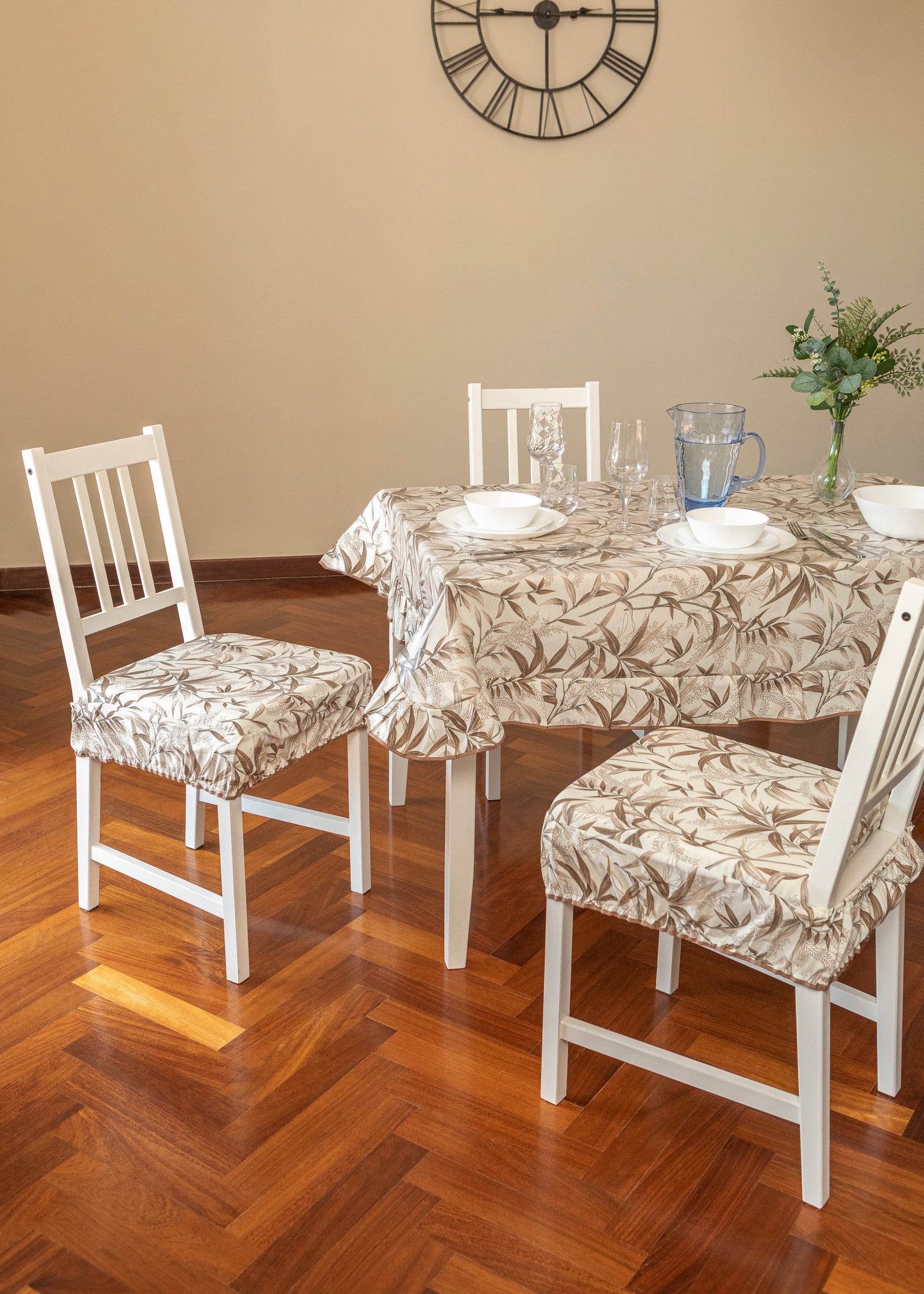 Cuscini Copri sedia 40x40 Set da 2 pezzi Imbottito con Fascia Elastica Stile Shabby Chic fantasia Ulivo