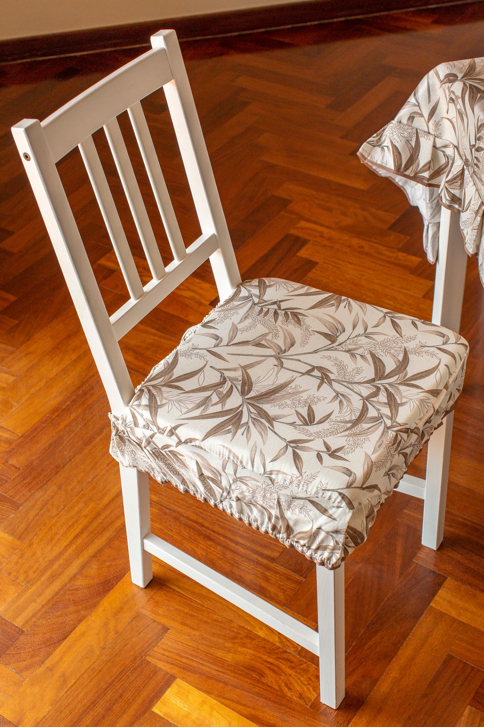 Cuscini Copri sedia 40x40 Set da 2 pezzi Imbottito con Fascia Elastica Stile Shabby Chic fantasia Ulivo