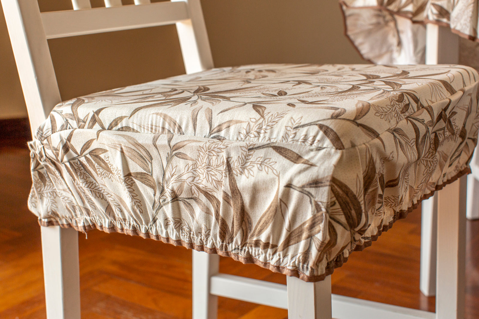 Cuscini Copri sedia 40x40 Set da 2 pezzi Imbottito con Fascia Elastica Stile Shabby Chic fantasia Ulivo