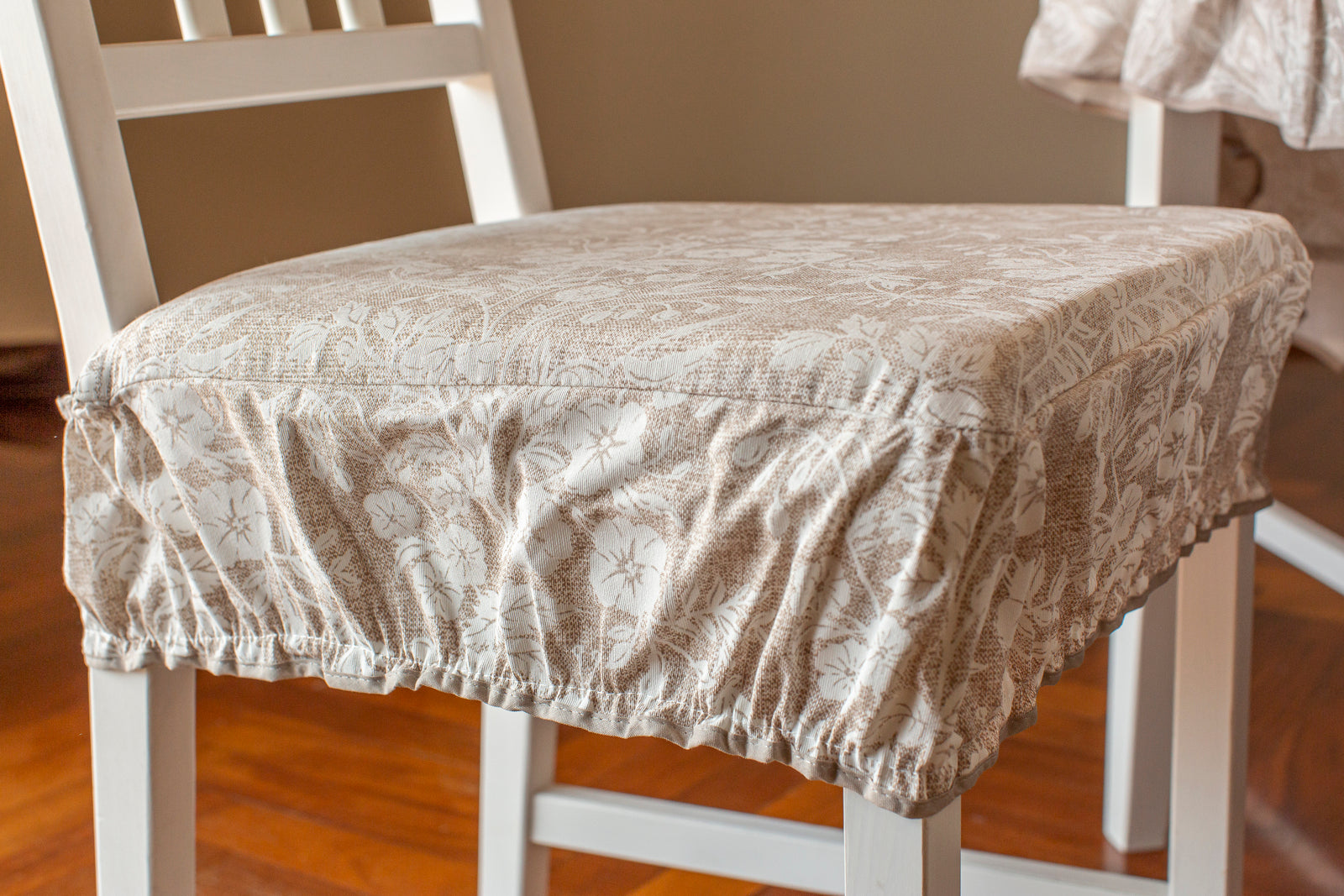 Cuscini copri Sedia 40x40 in cotone con fascia elastica sfoderabile fantasia Edera Set 2 pezzi vari colori