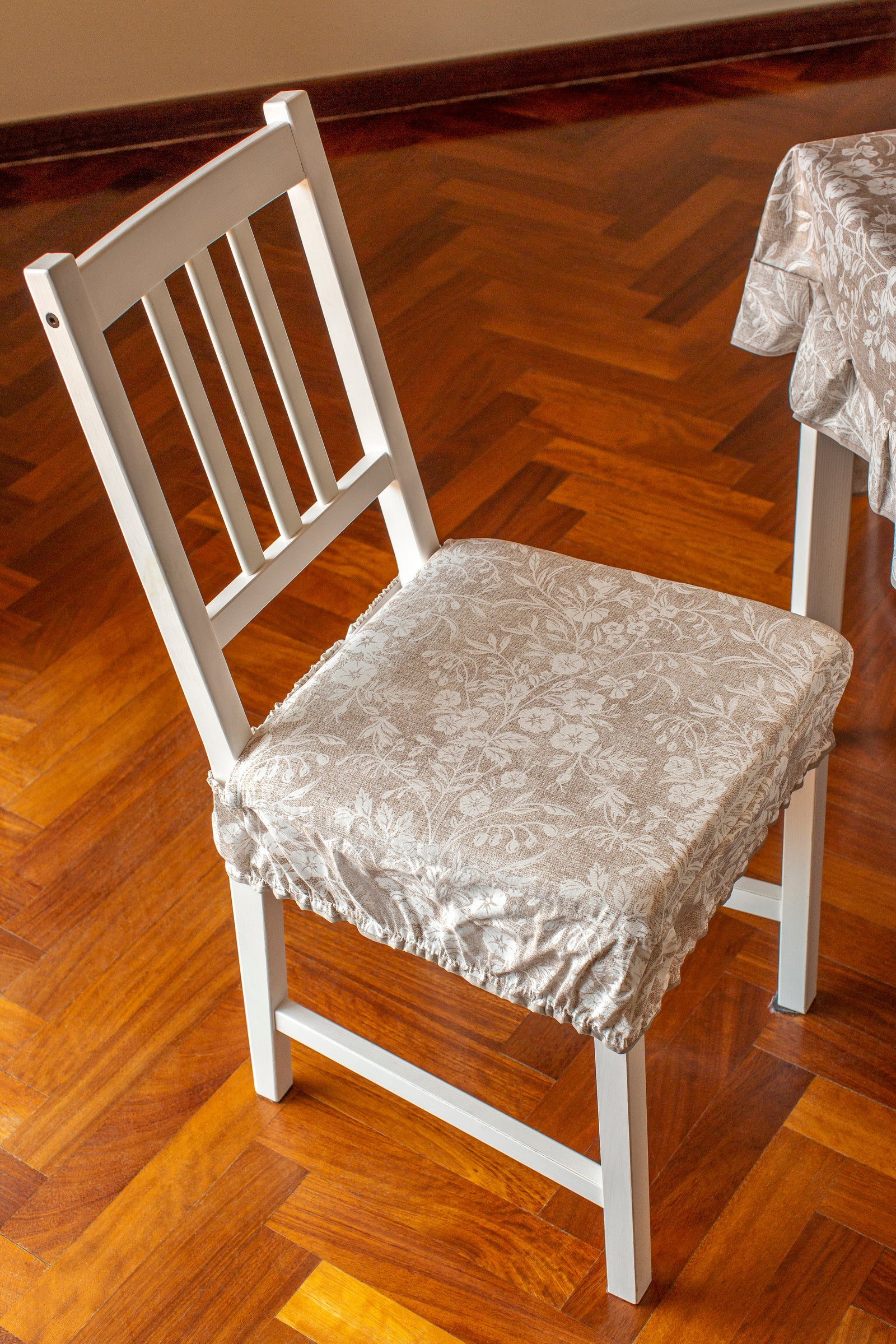 Cuscini copri Sedia 40x40 in cotone con fascia elastica sfoderabile fantasia Edera Set 2 pezzi vari colori