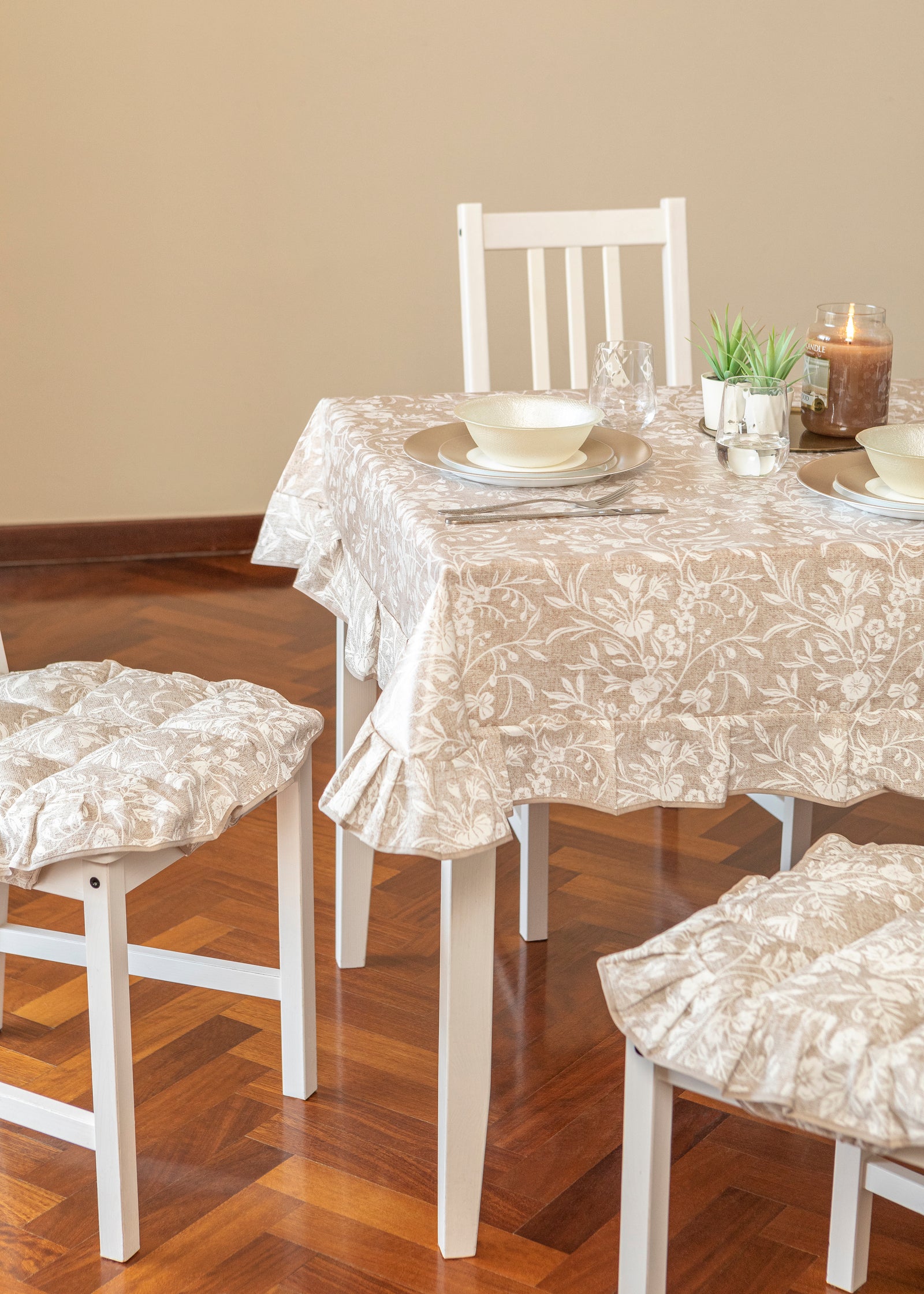 Cuscini Coprisedia 40x40 cm 4 alette cotone poliestere Trapuntato Shabby Chic Set 2 pezzi fantasia Edera
