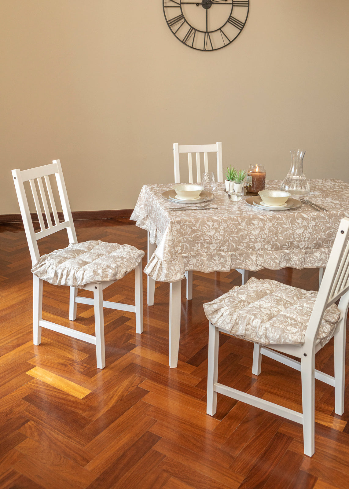 Cuscini Coprisedia 40x40 cm 4 alette cotone poliestere Trapuntato Shabby Chic Set 2 pezzi fantasia Edera