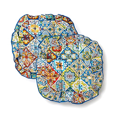 Cuscino Coprisedia coppia trapuntato 40X40 cotone e poliestere 4 alette Maiolica