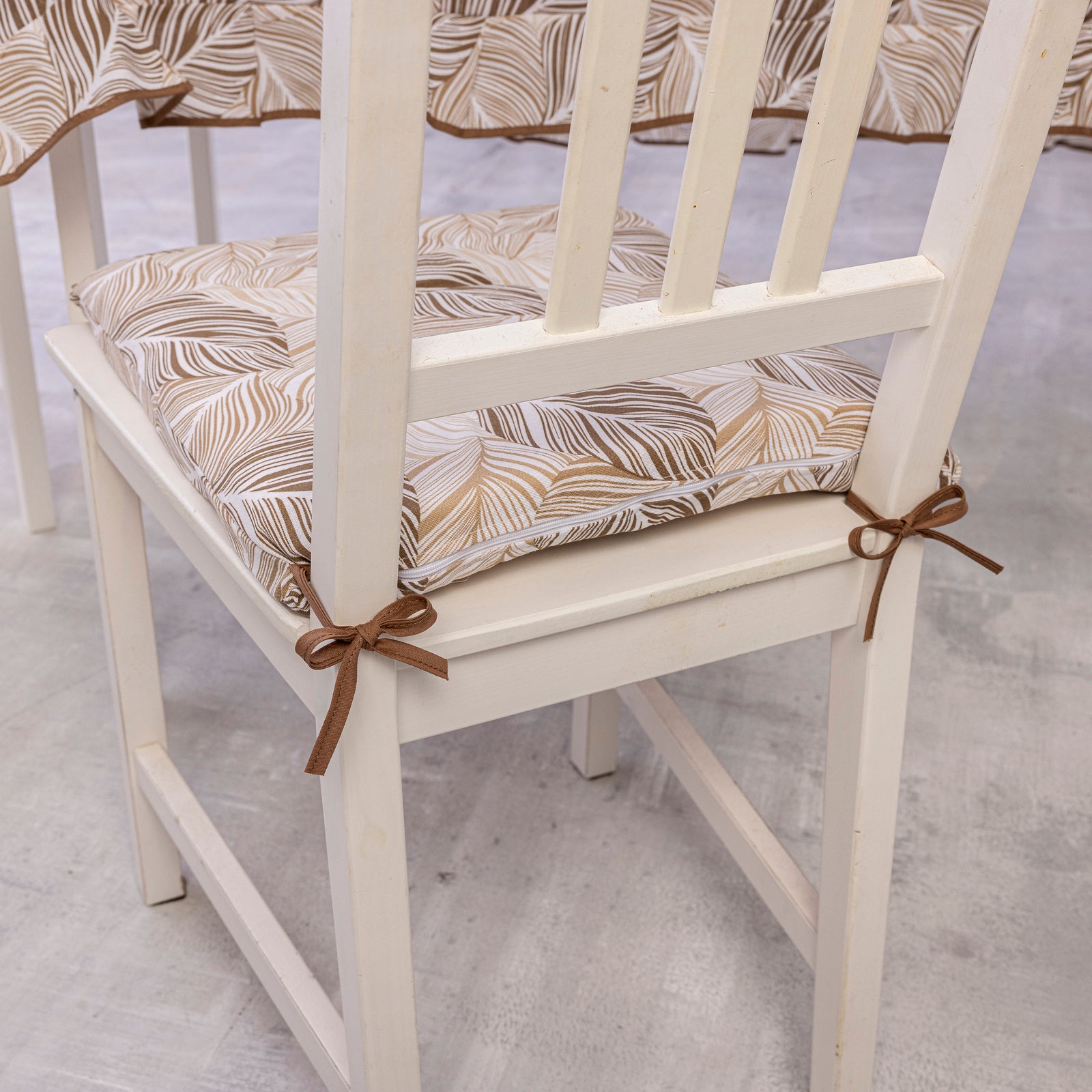 Set 6 Cuscini Copri Sedia Morbidi 40x40x3,5 cm con Fissaggio a Laccetti Design Elegante Foglia
