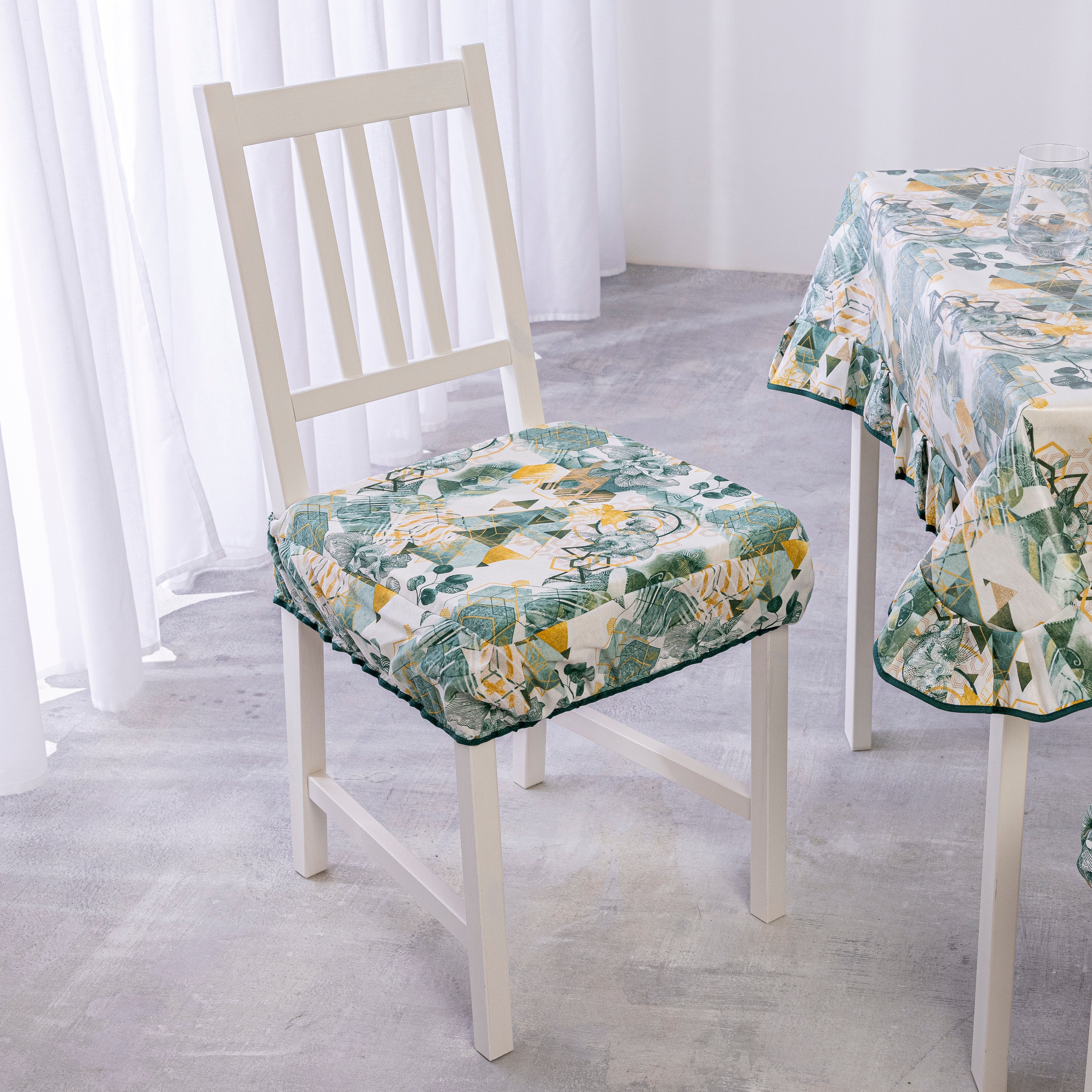 Cuscini per Sedie da Cucina con Fascia Elastica Set 2 Pezzi Sfoderabili 40x40x4,5 cm Esagono