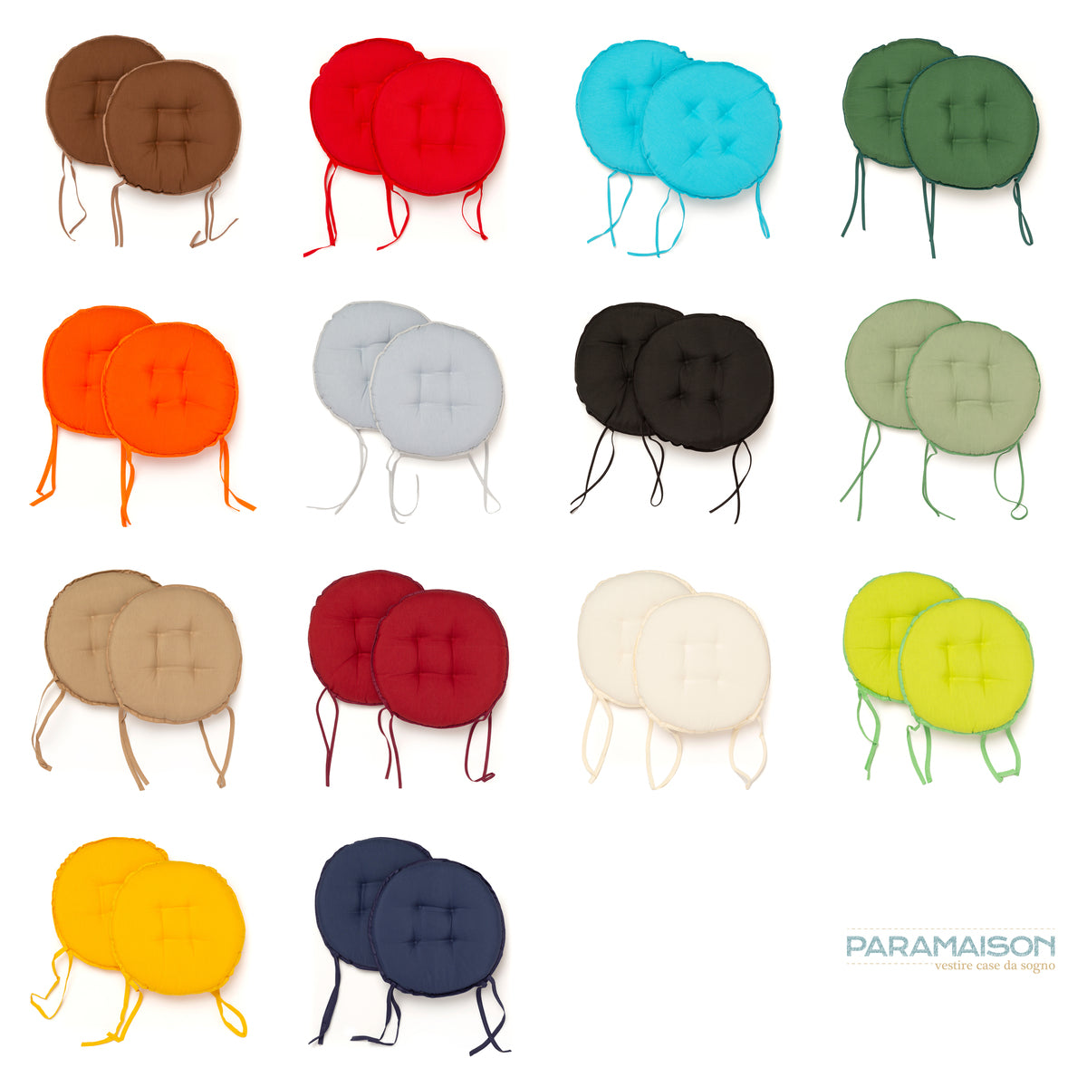 Cuscini per Sedia con Lacci diametro 40 rotondi cotone e poliestere vari colori