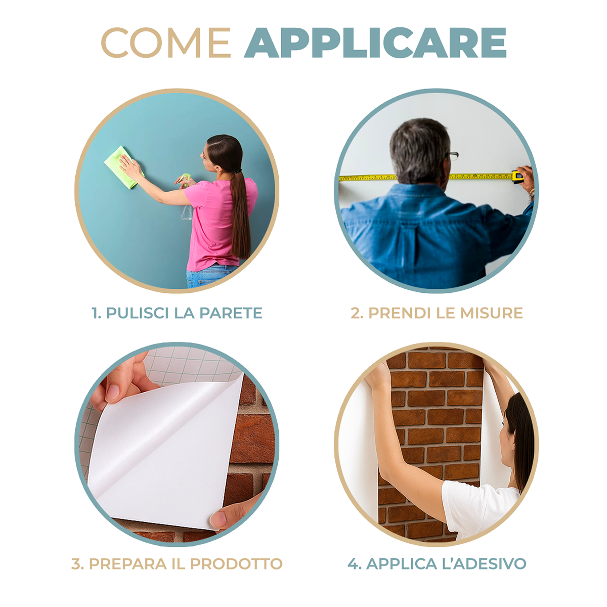 Carta da Parati Autoadesiva Effetto Mattone Vintage – Vinile Lavabile 120×280 cm | Finta Pietra per Pareti, Cucina e Arredi