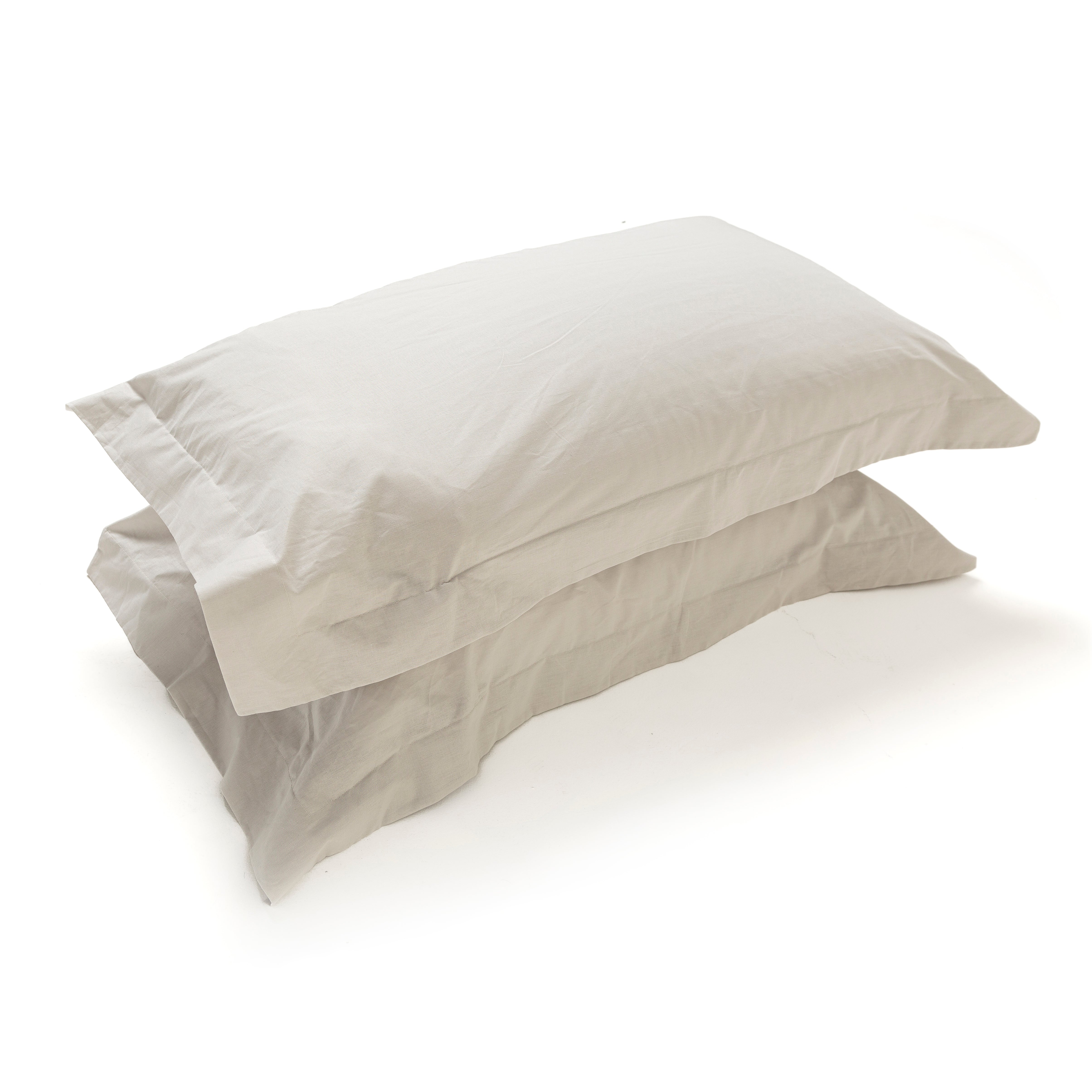 Coppia Federe in Puro Cotone per Guanciale con Tre Volani – Set 2 Pezzi, Colore Cromo, Disponibili in Vari Colori