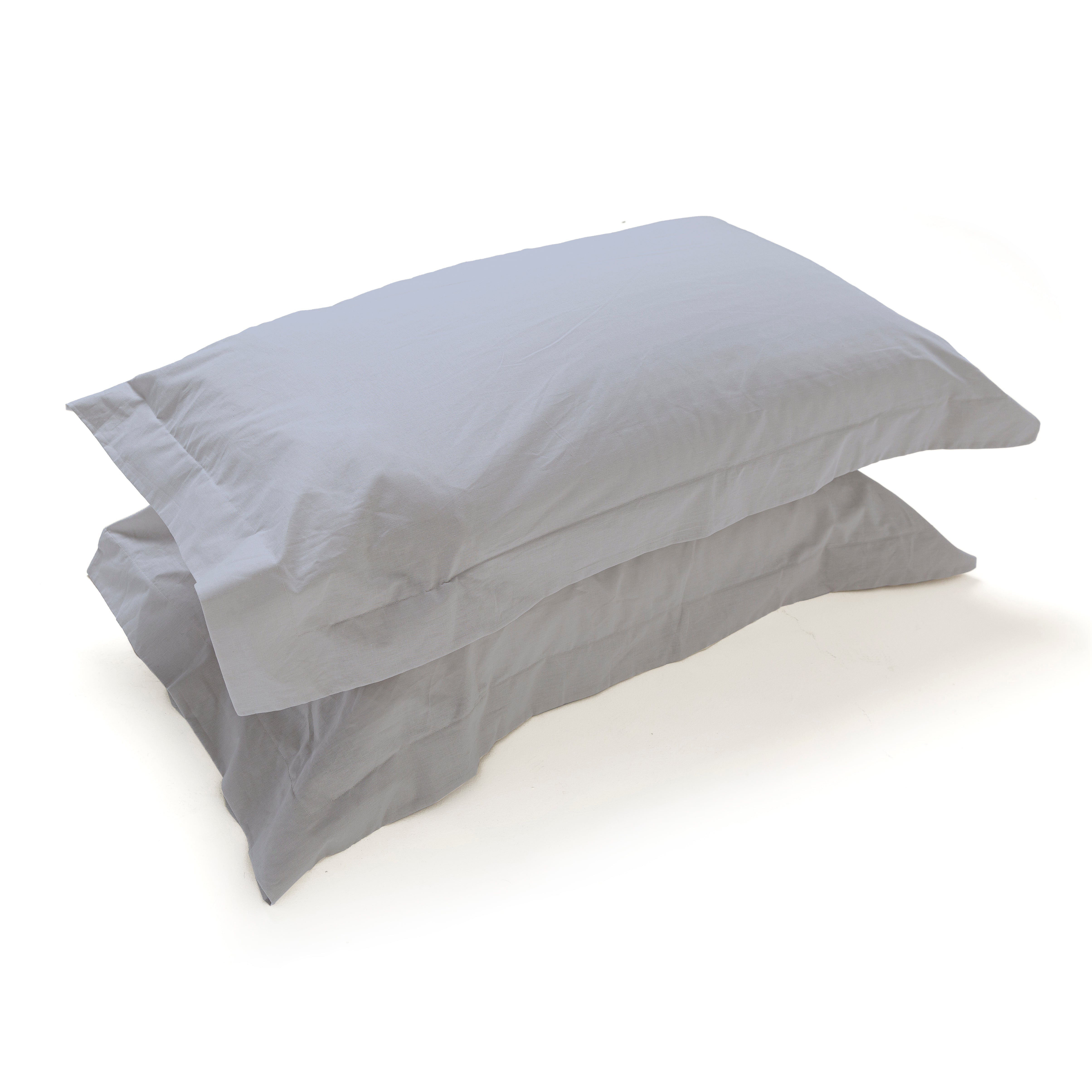 Coppia Federe in Puro Cotone per Guanciale con Tre Volani – Set 2 Pezzi, Colore Cromo, Disponibili in Vari Colori