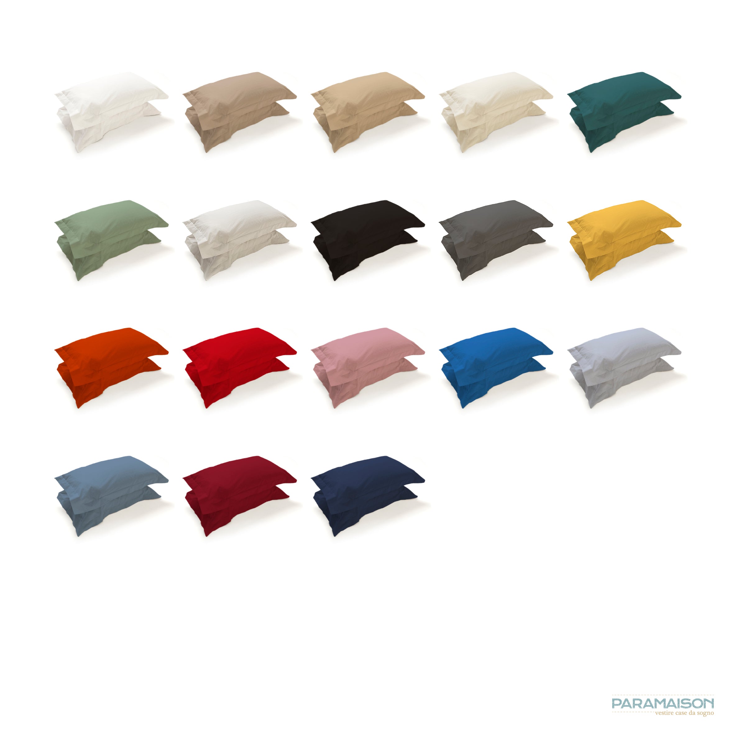 Coppia Federe a Sacchetto in Cotone per Guanciale – Set 2 Pezzi, Colore Cromo, Disponibili in Vari Colori