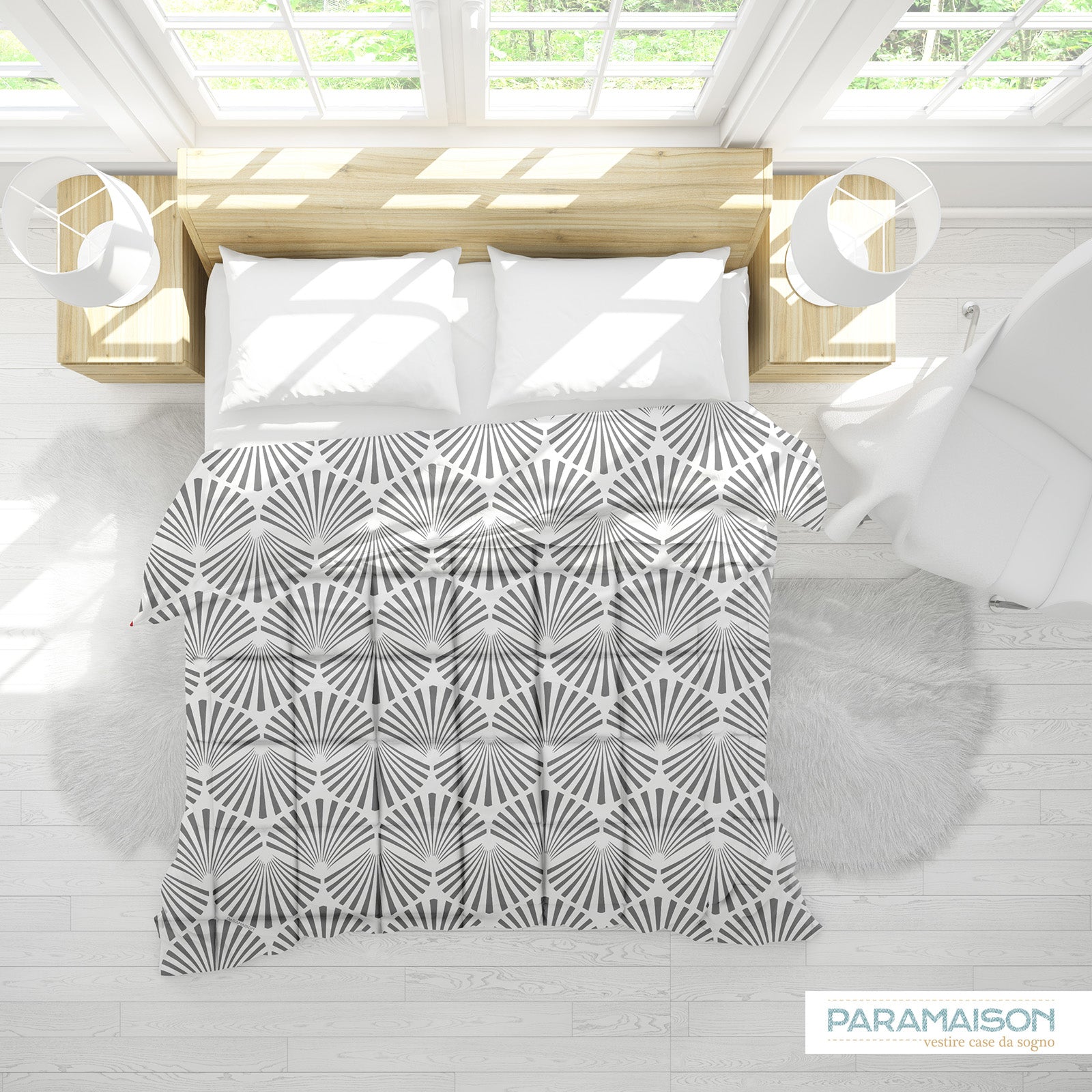 Trapunta Stampa Digitale Matrimoniale 260x270 piumone king size fantasia Conchiglia